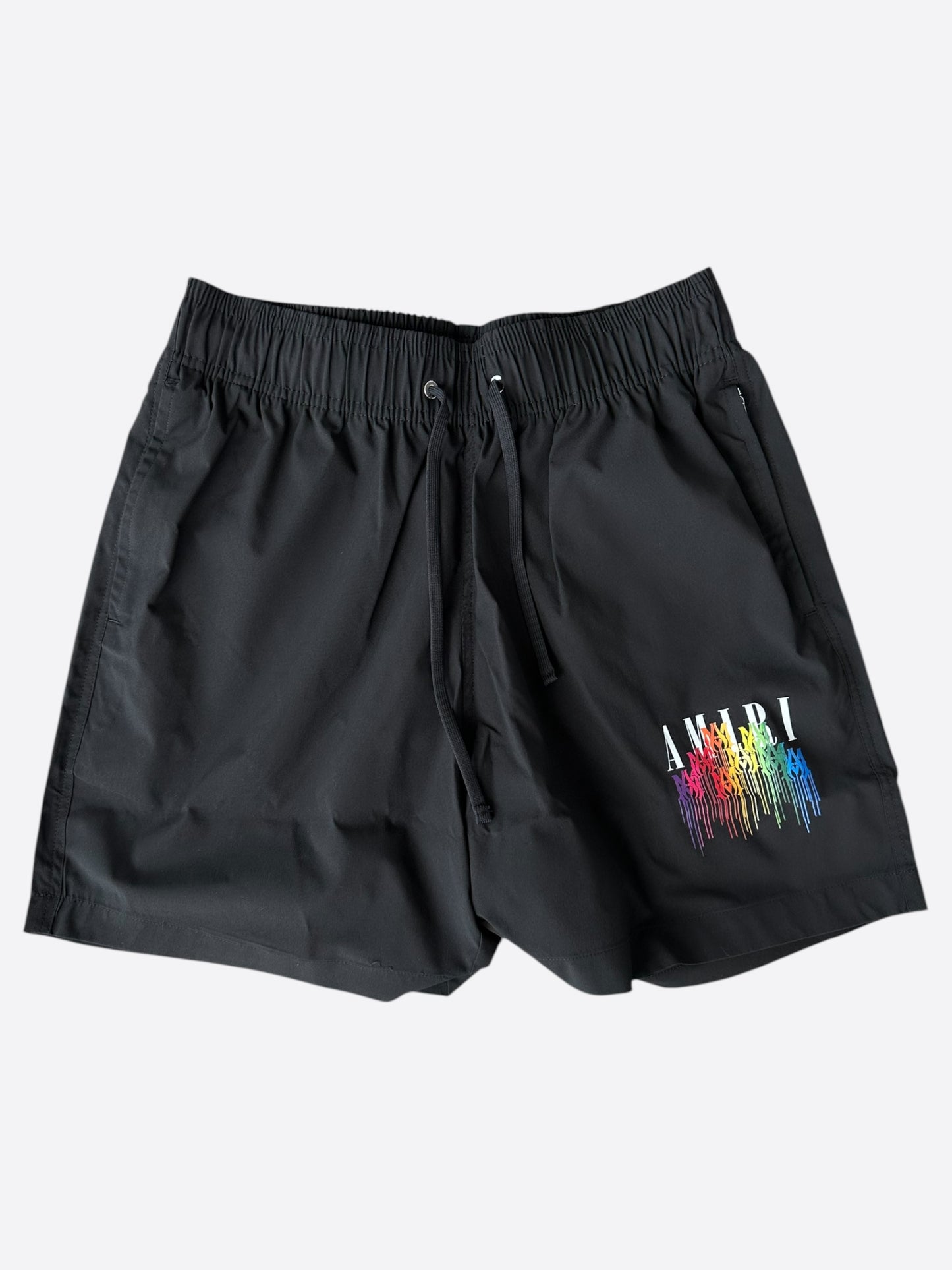 Amiri Black Multicolor MA Drip Logo Swim Shorts