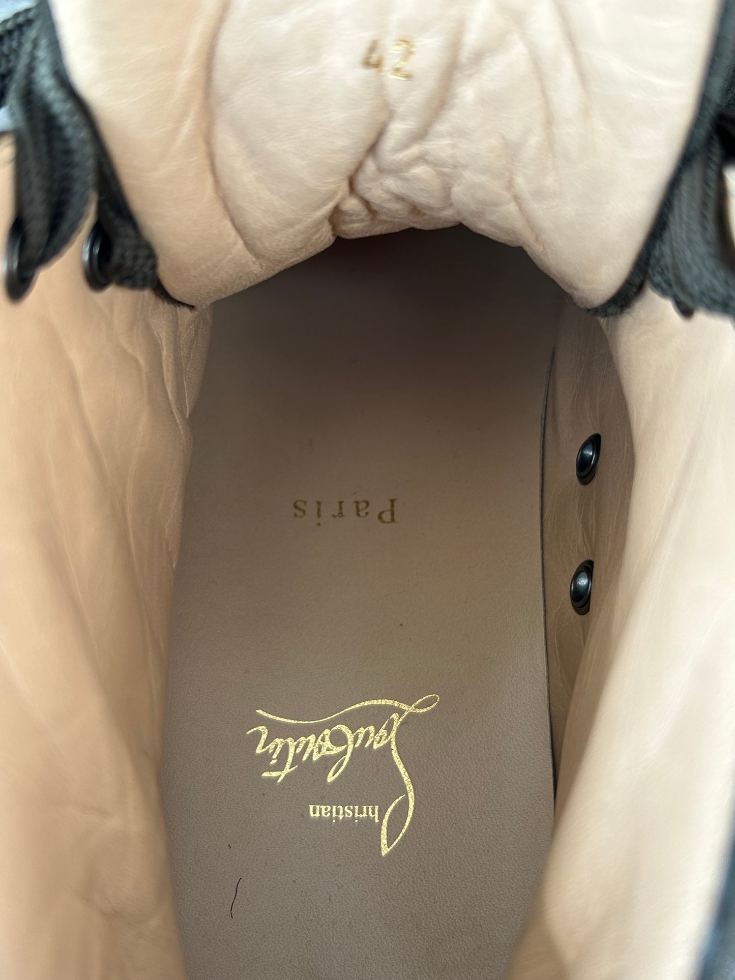 Christian Louboutin Grey Velour High Top Spiked Sneakers