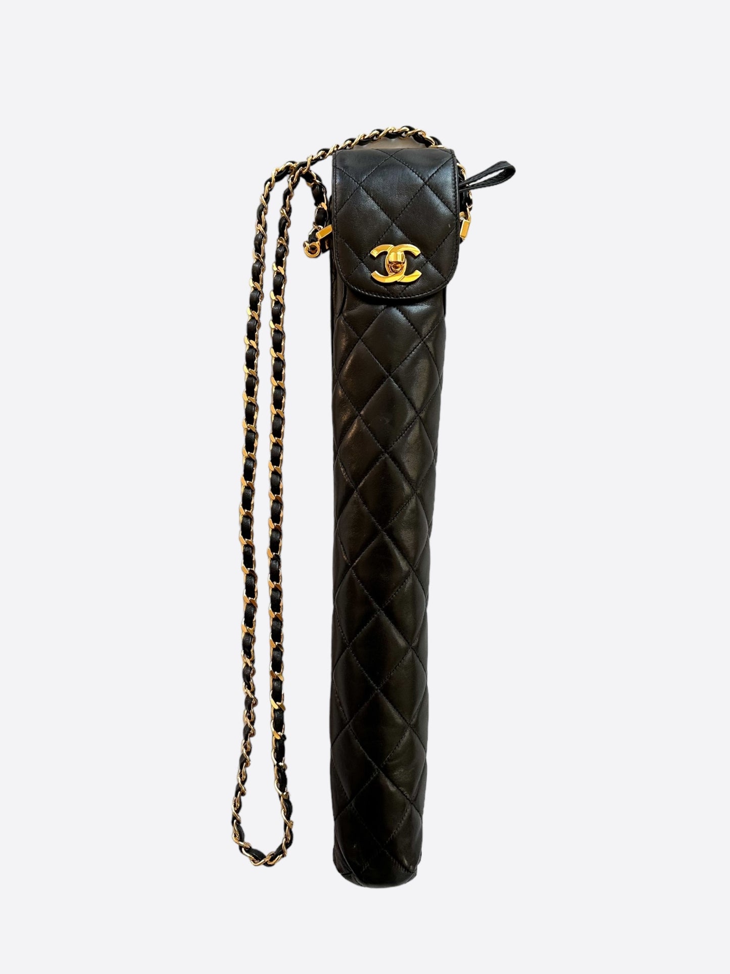 Chanel Black Folding Logo Umbrella & Case