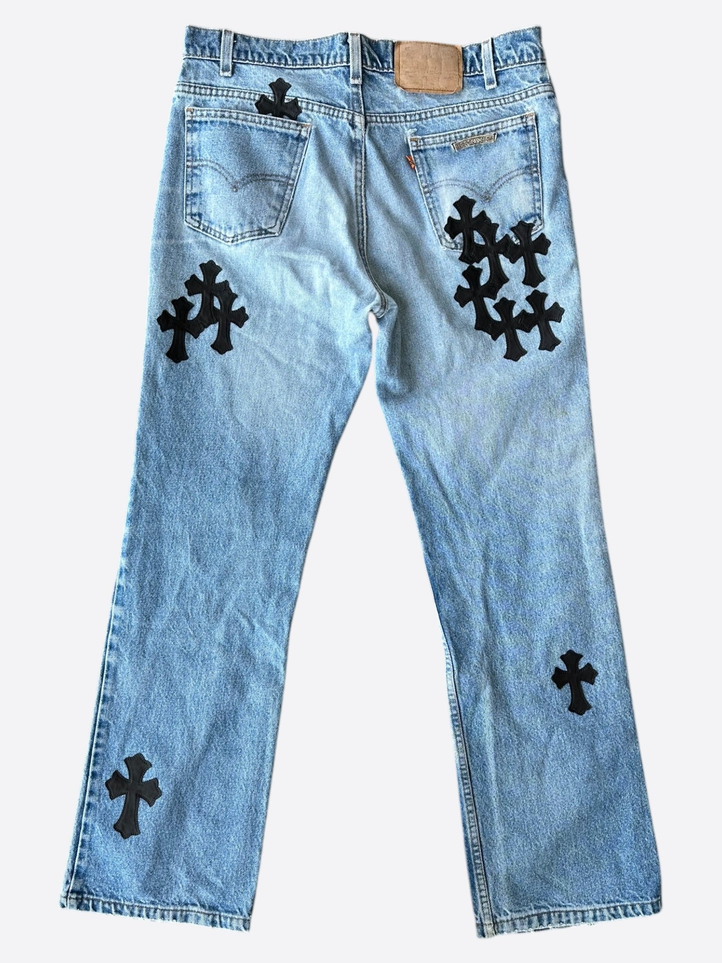 Chrome Hearts Levis Blue & Black Cross Patch Jeans
