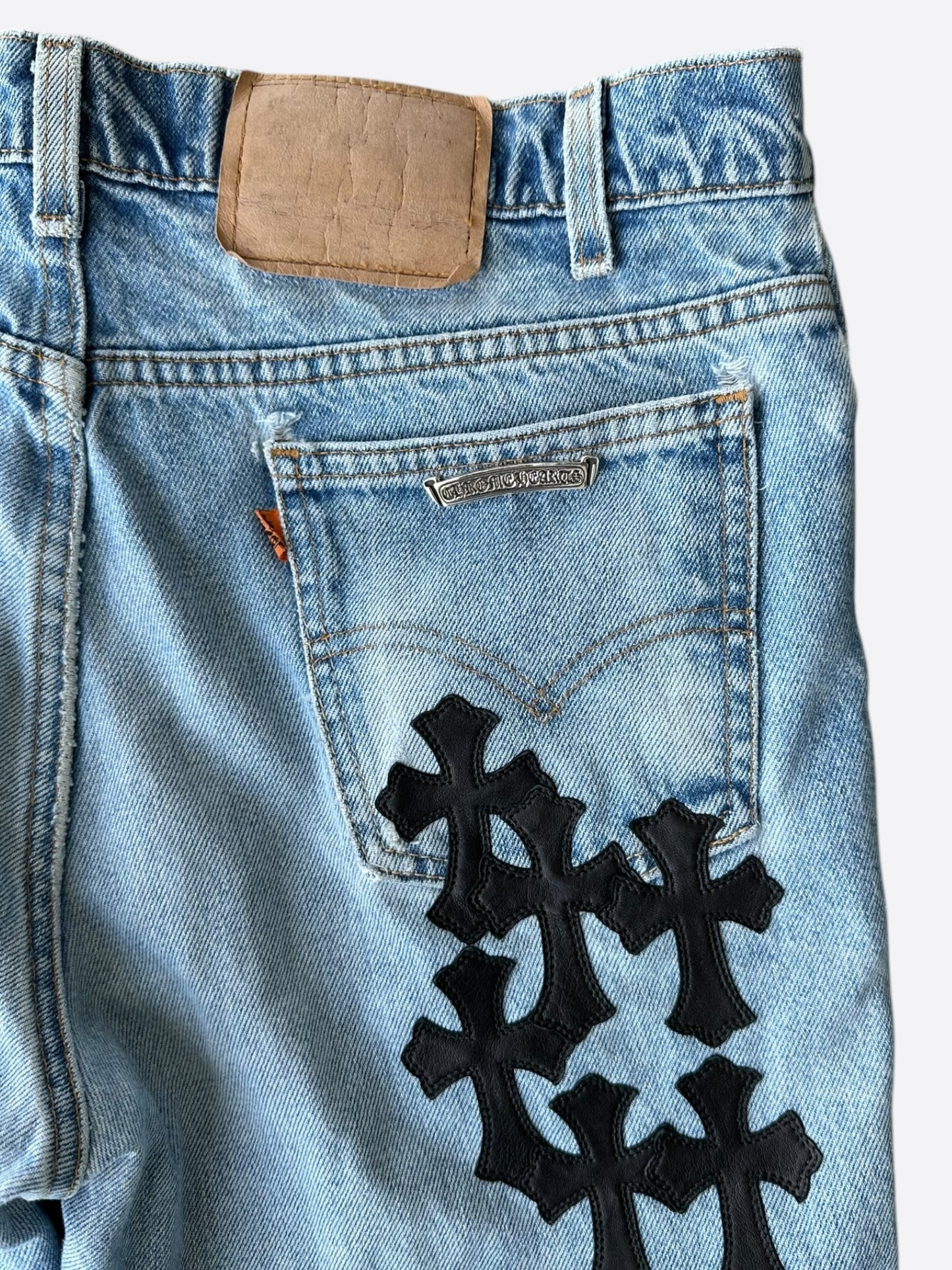 Chrome Hearts Levis Blue & Black Cross Patch Jeans