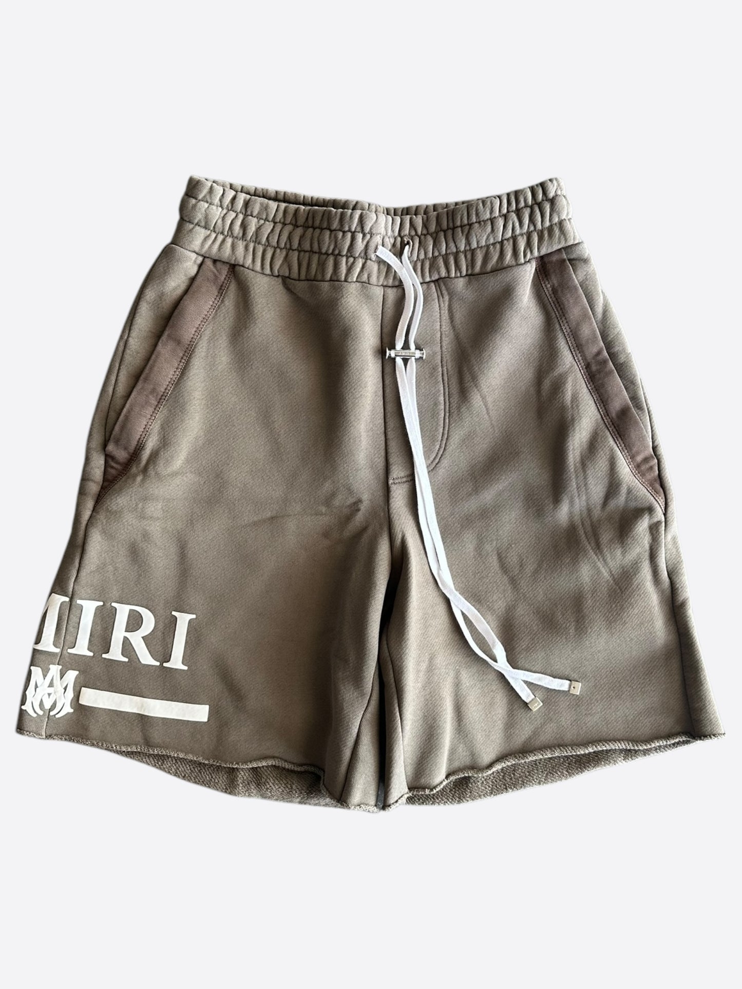 Amiri Brown & White MA Bar Logo Shorts
