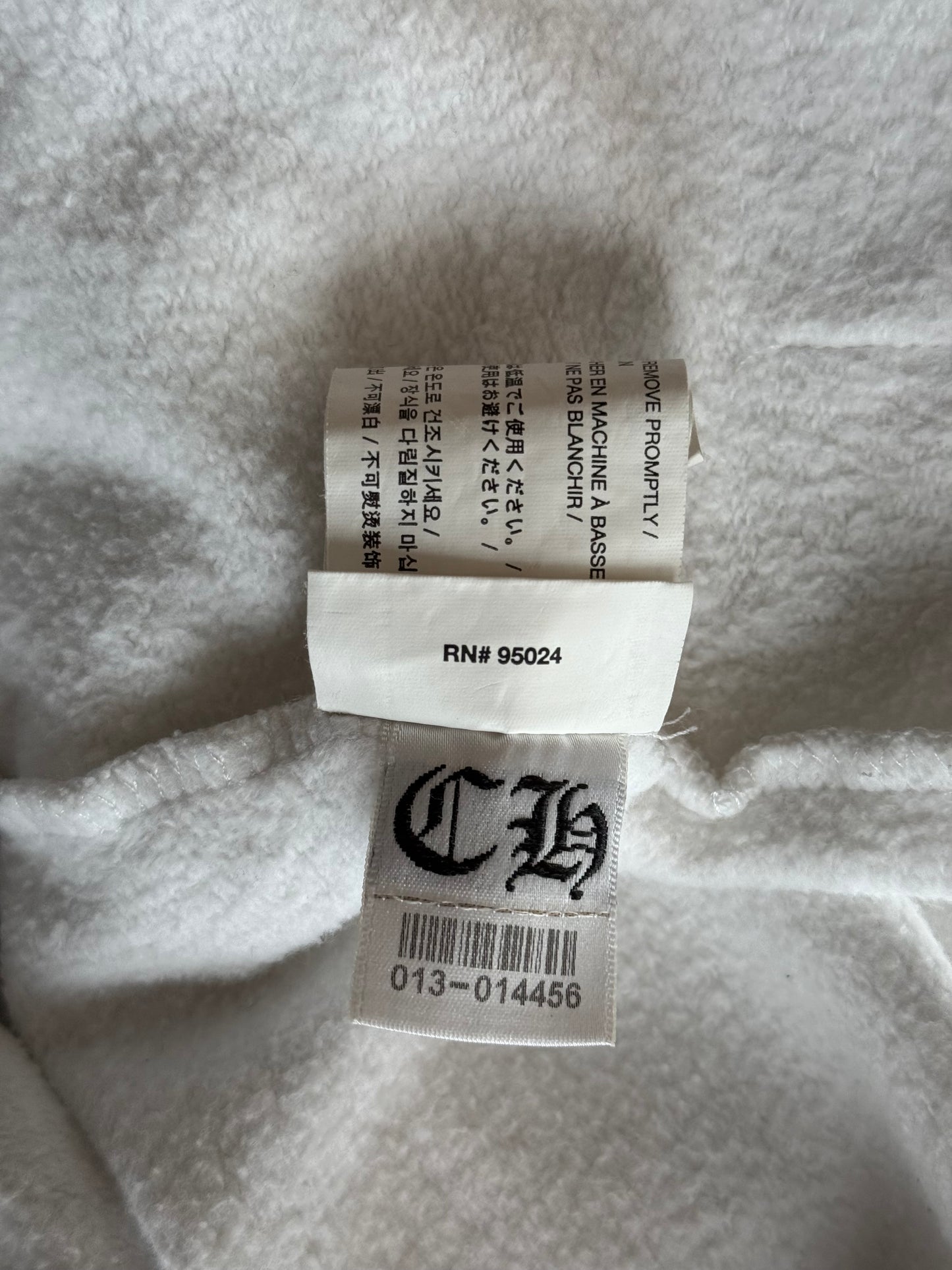 Chrome Hearts White & Black Fleur De Lis Logo Zip Up Hoodie