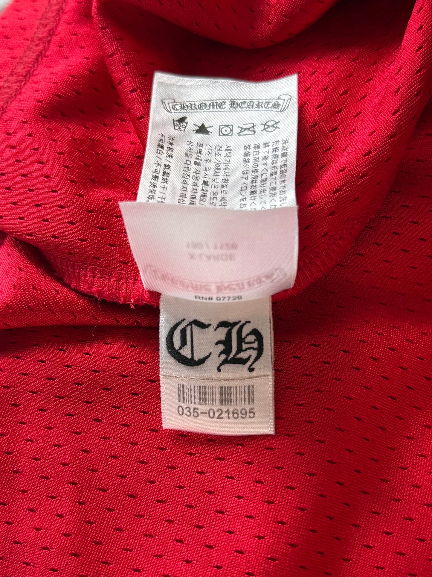 Chrome Hearts Matty Boy Red Form Mesh Jersey Longsleeve T-Shirt