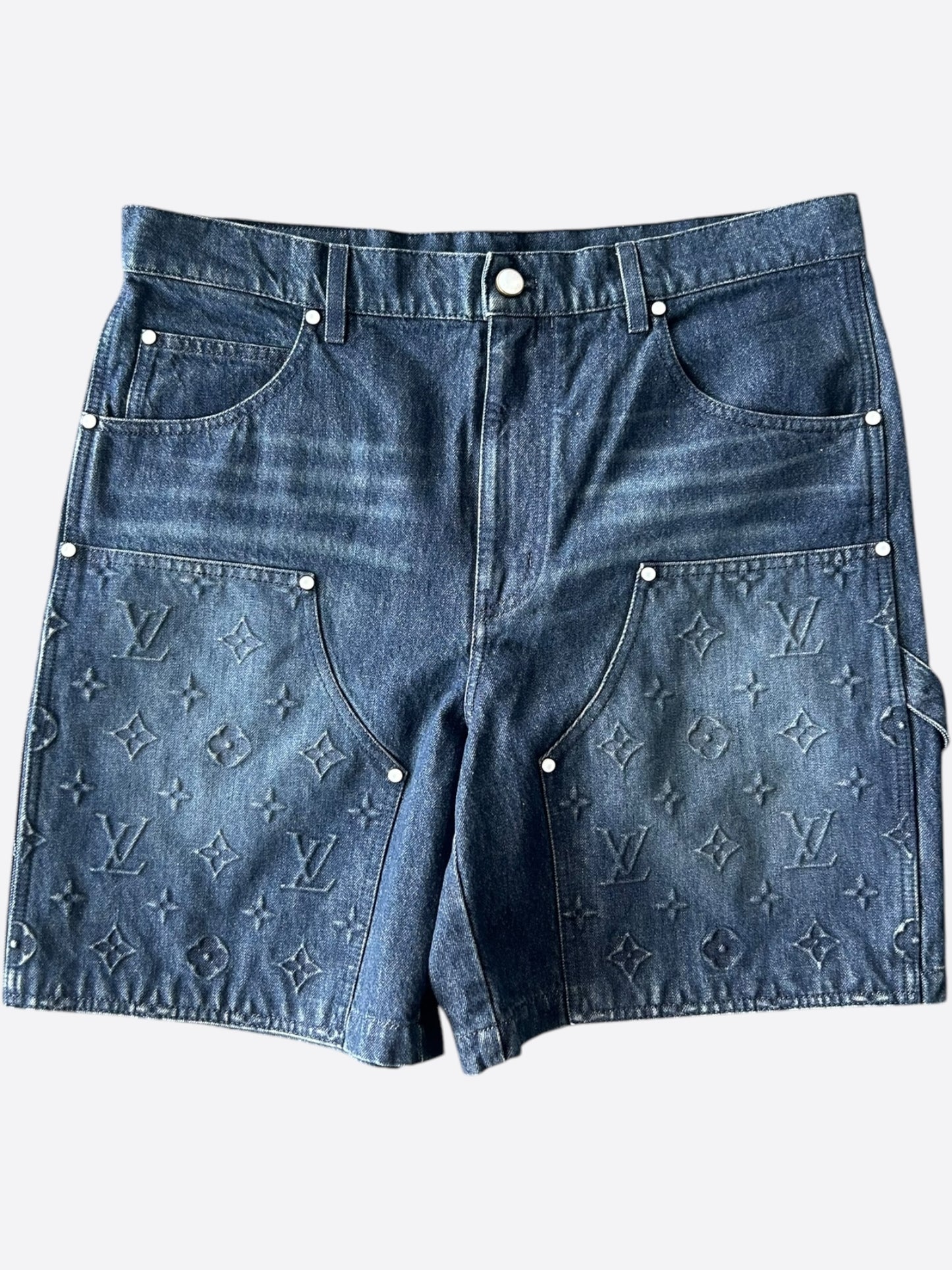 Louis Vuitton Blue Monogram Carpenter Denim Shorts