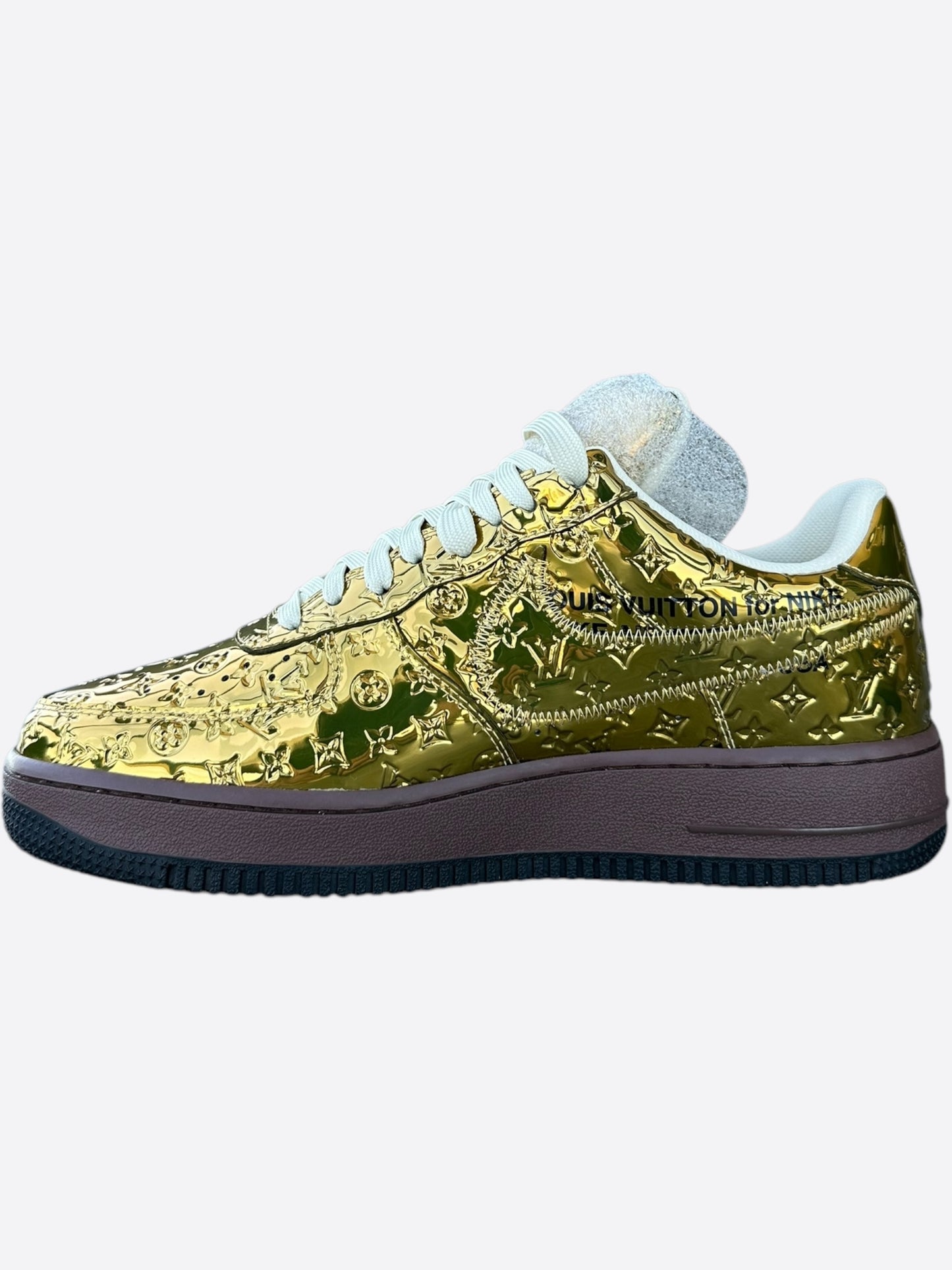 Louis Vuitton Nike Gold Monogram Air Force 1 Sneakers