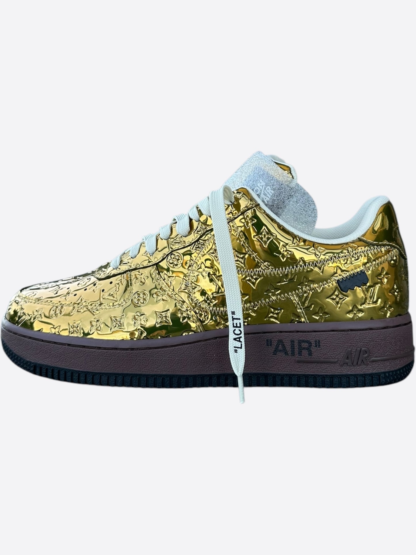 Louis Vuitton Nike Gold Monogram Air Force 1 Sneakers