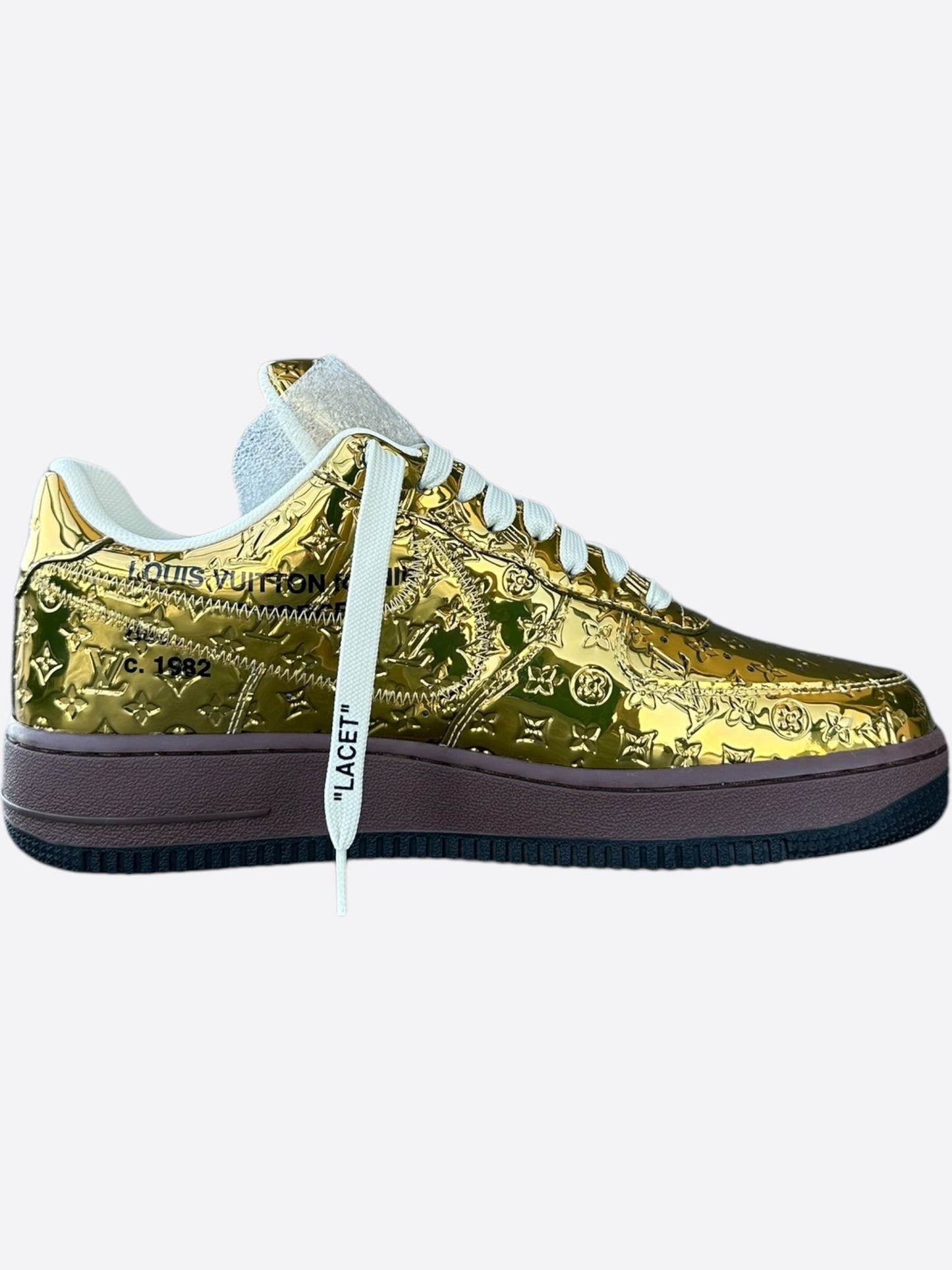 Louis Vuitton Nike Gold Monogram Air Force 1 Sneakers