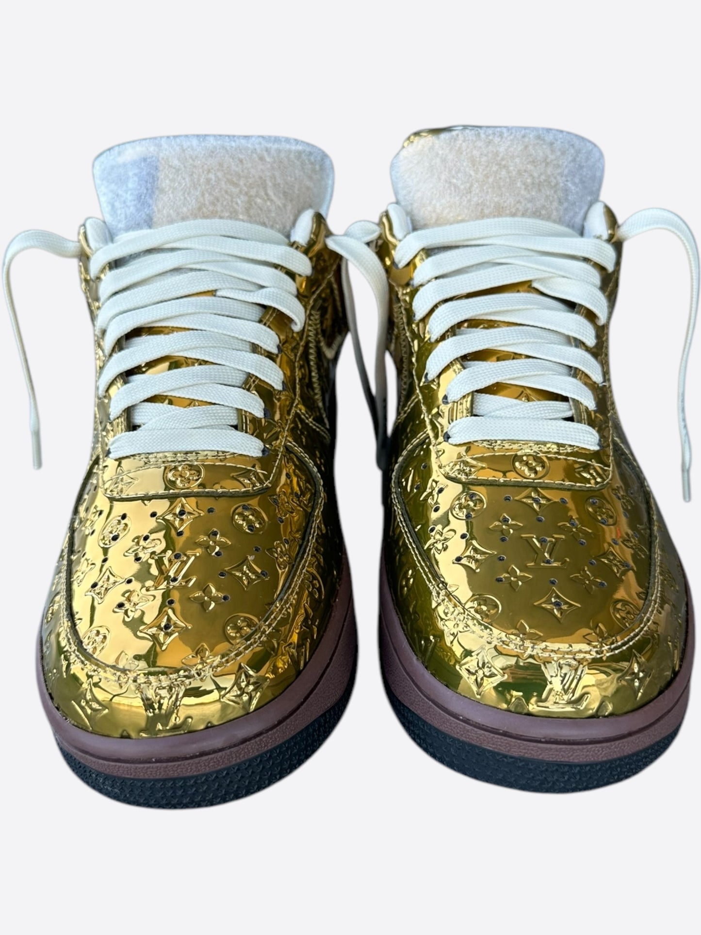 Louis Vuitton Nike Gold Monogram Air Force 1 Sneakers