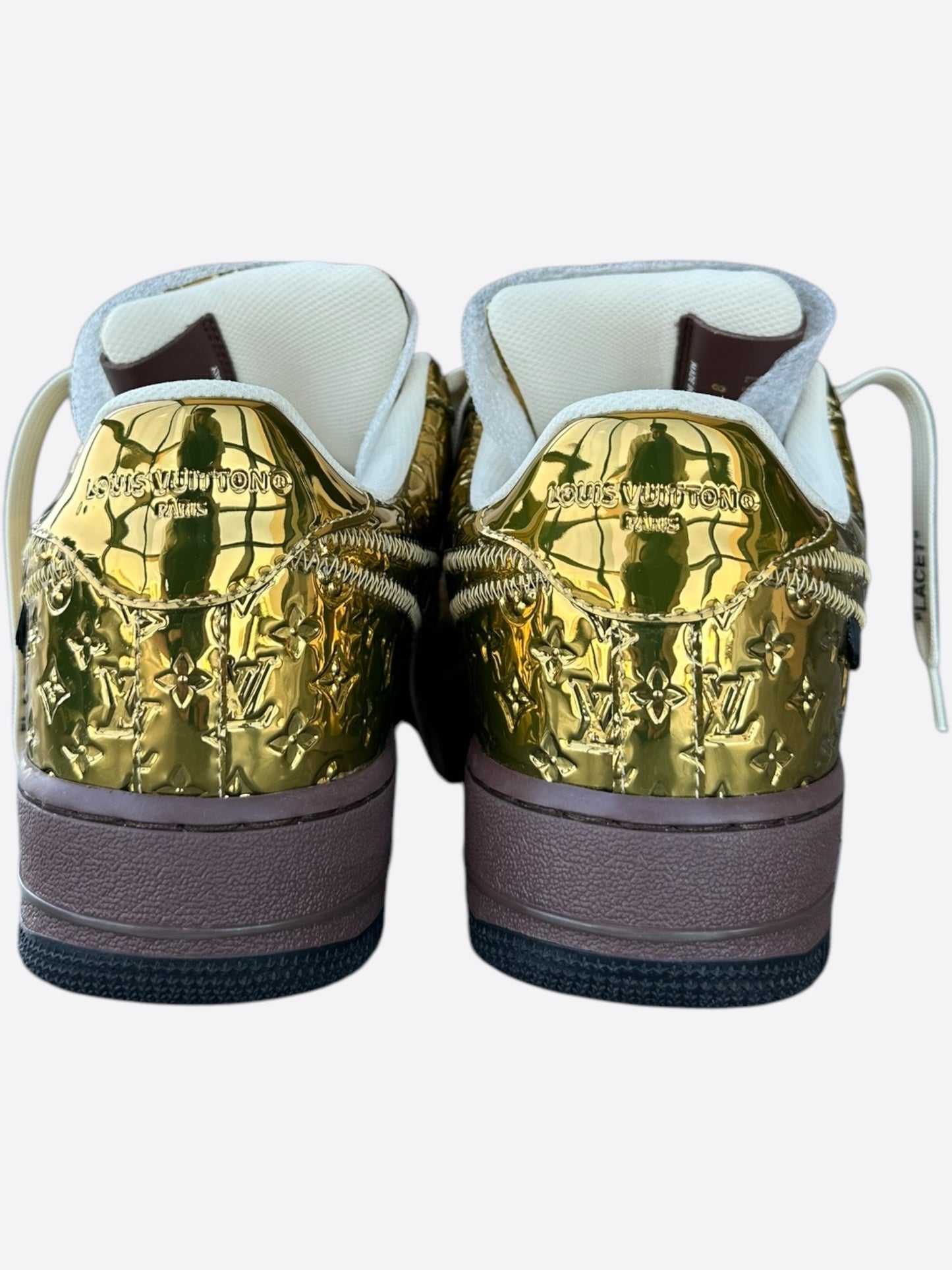 Louis Vuitton Nike Gold Monogram Air Force 1 Sneakers