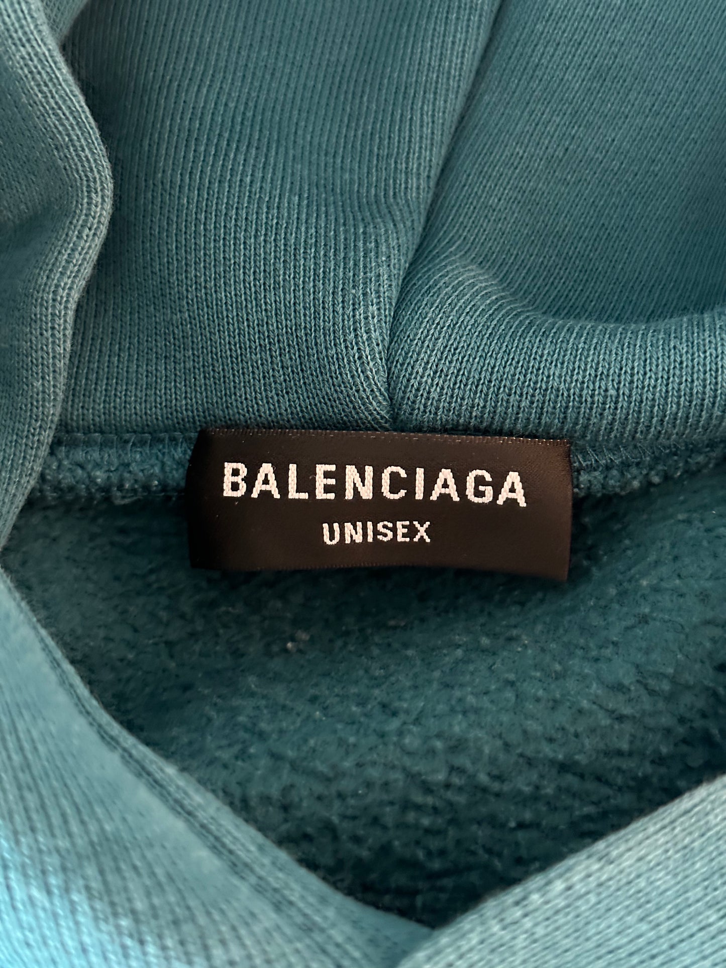 Balenciaga Blue & White Maison Logo Hoodie