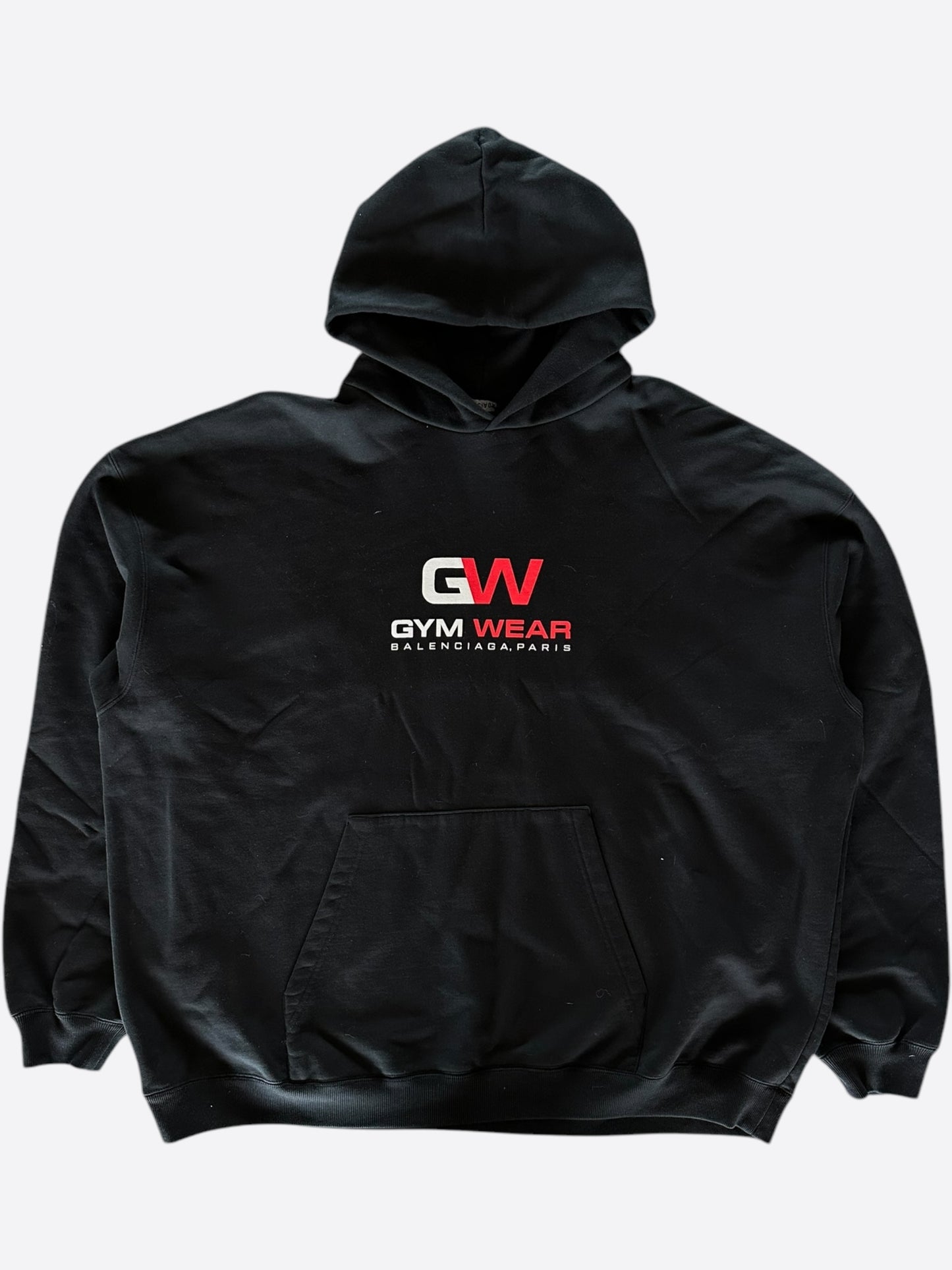 Balenciaga Black, White & Red Gymwear Logo Hoodie
