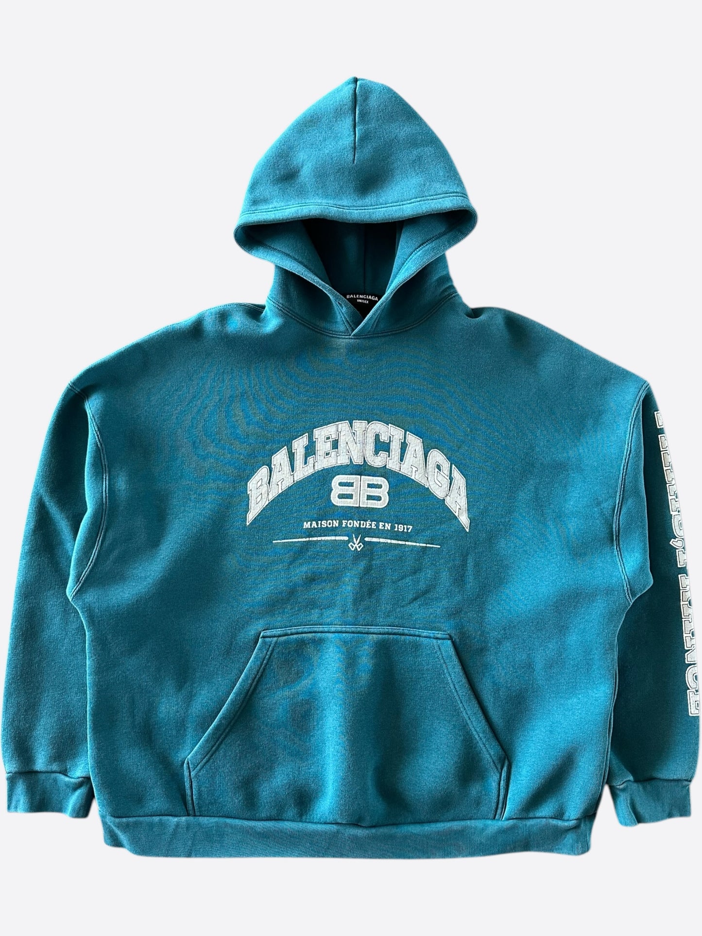 Balenciaga Blue & White Maison Logo Hoodie