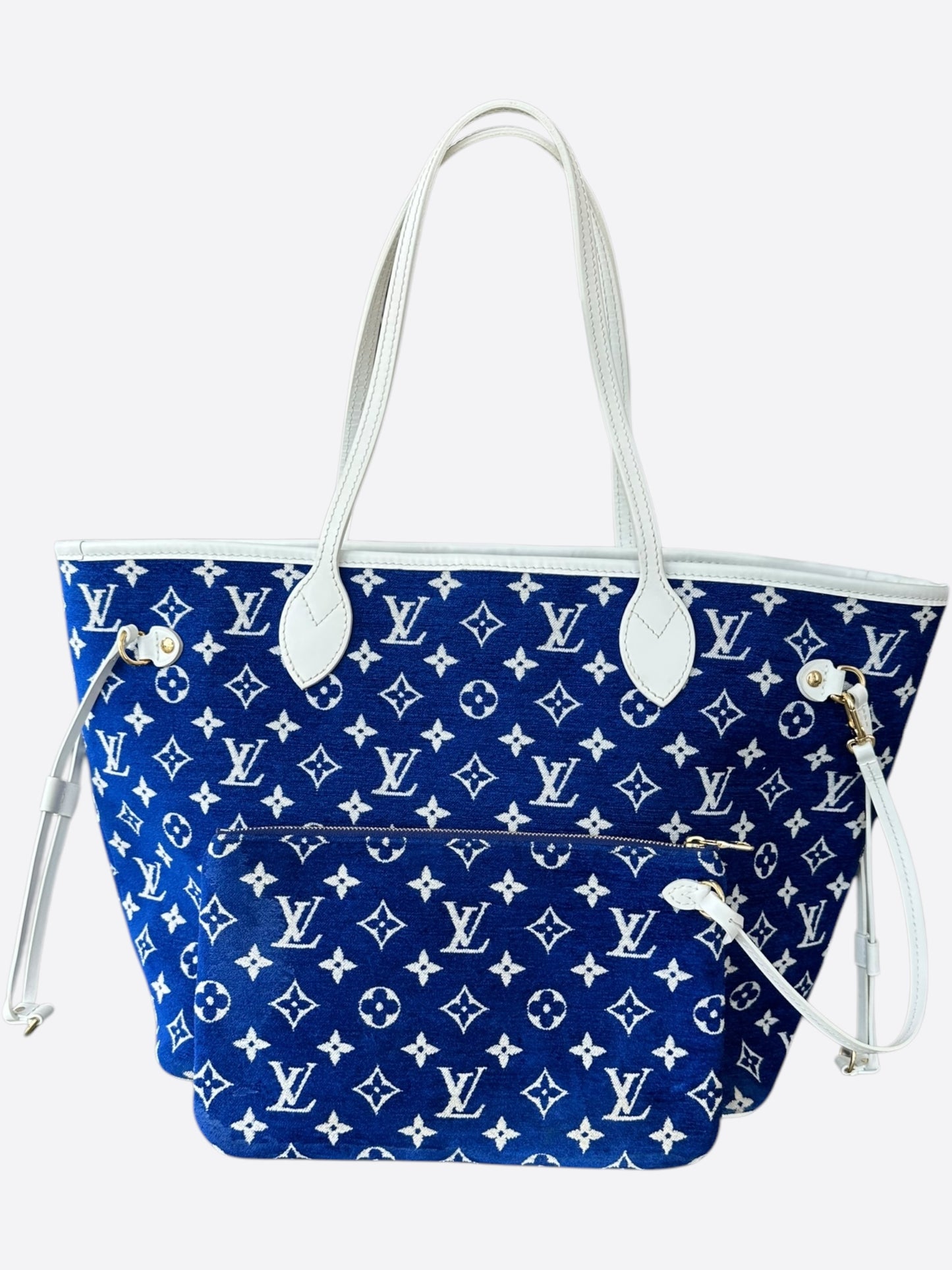 Louis Vuitton Blue & White Velvet Monogram Neverfull MM