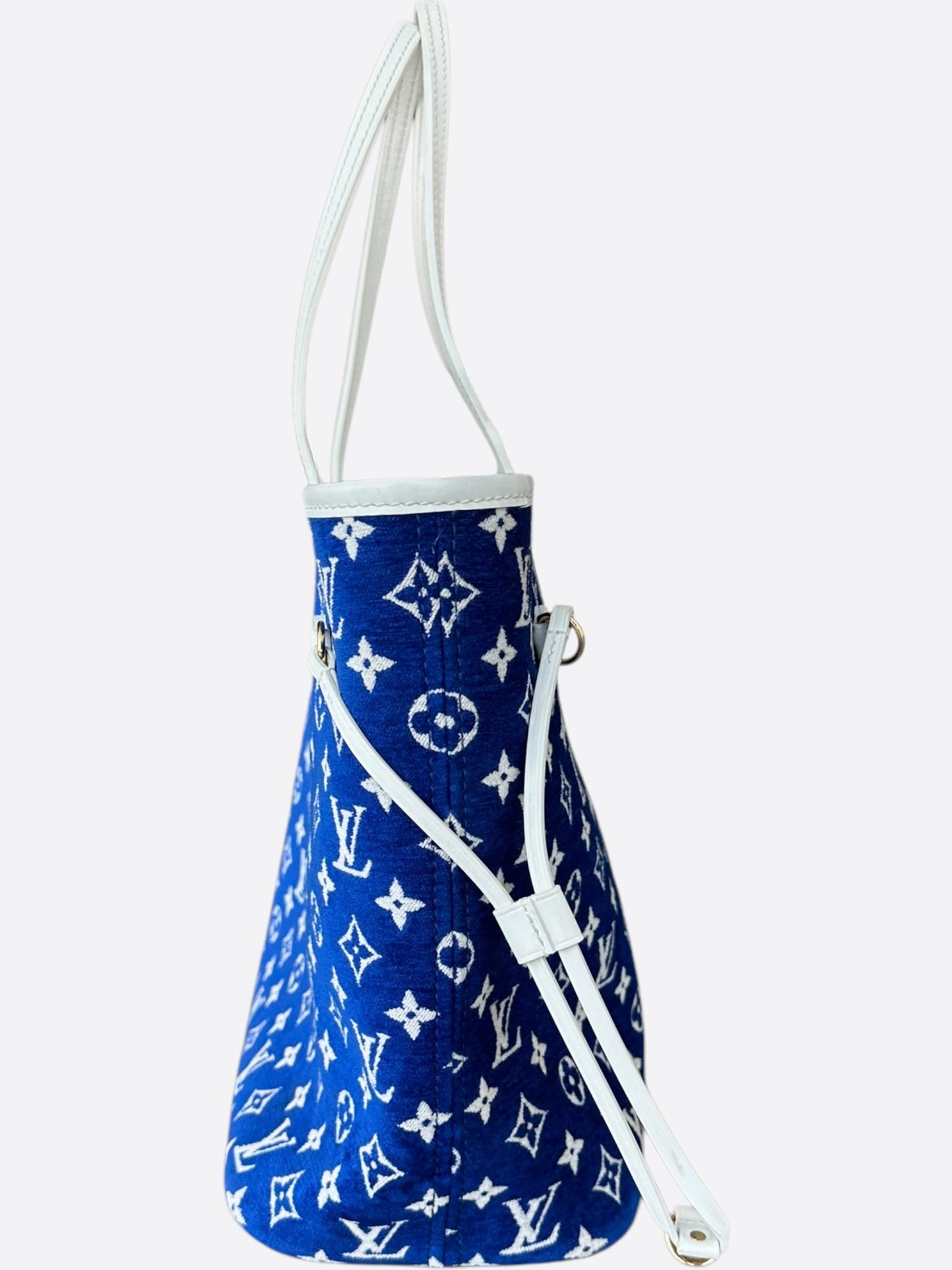 Louis Vuitton Blue & White Velvet Monogram Neverfull MM