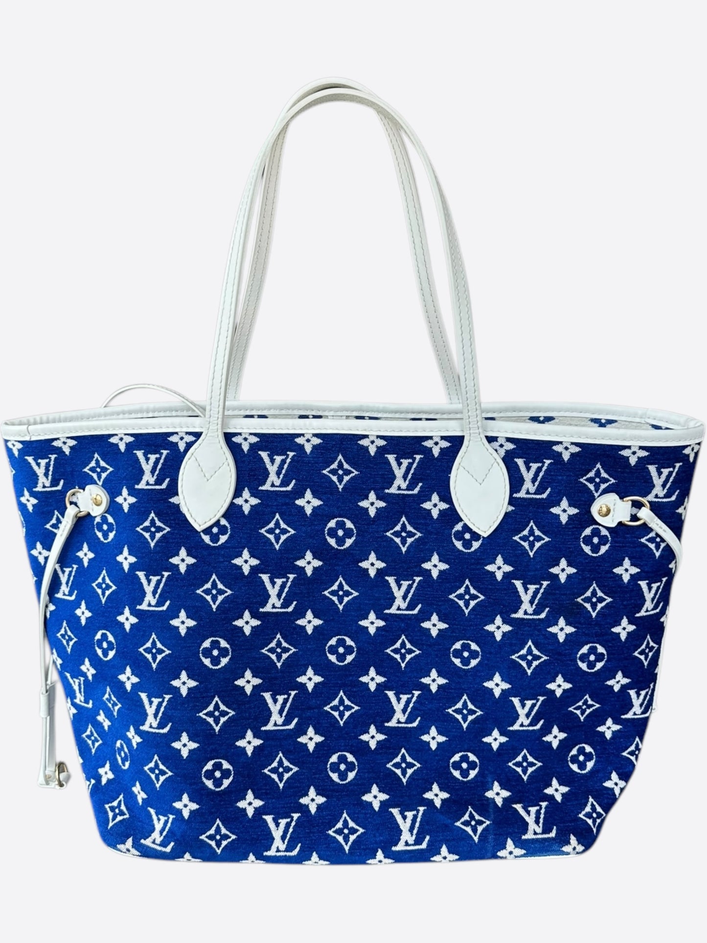 Louis Vuitton Blue & White Velvet Monogram Neverfull MM