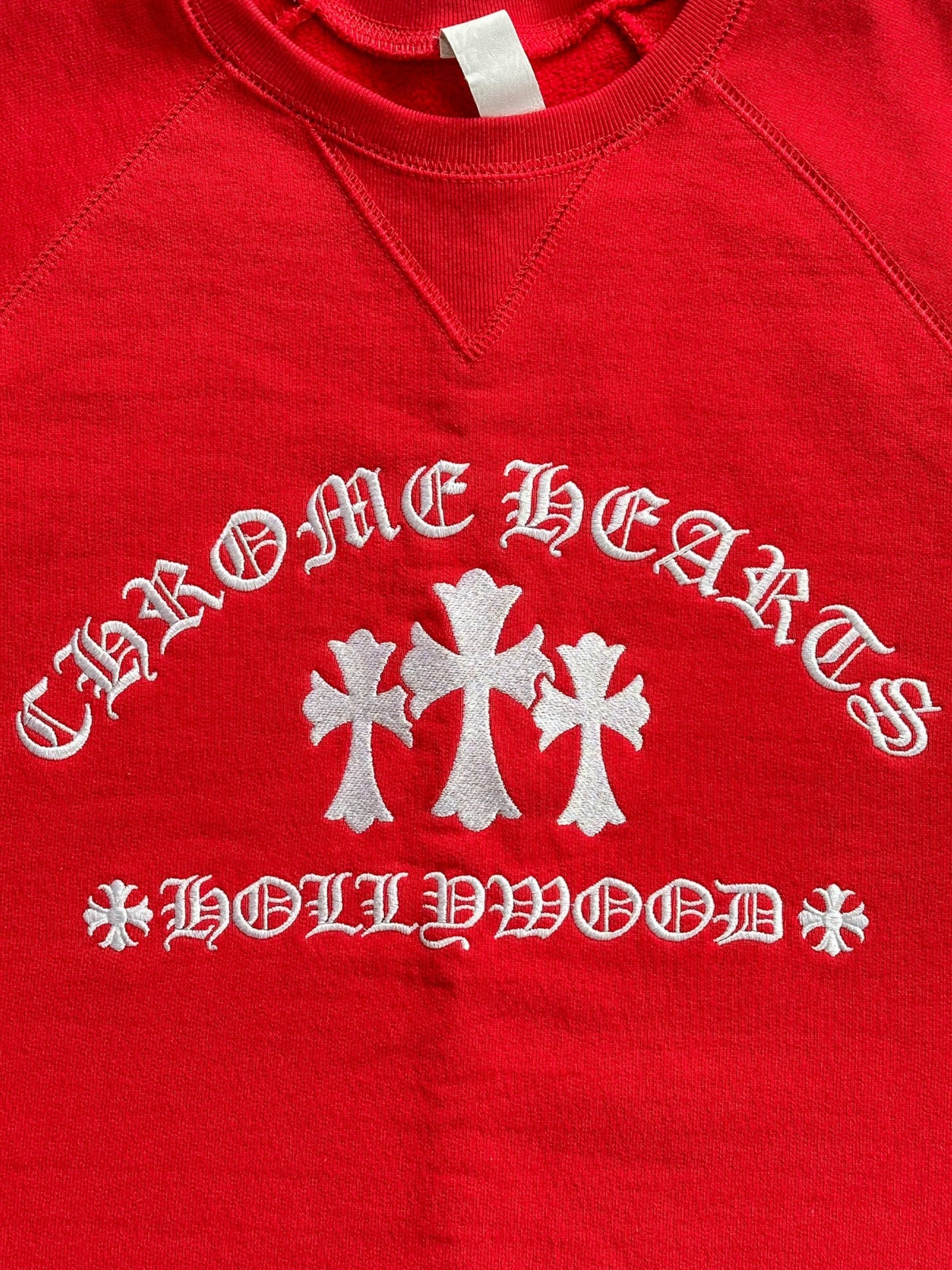 Chrome Hearts Red & White Triple Cross Embroidered Sweater