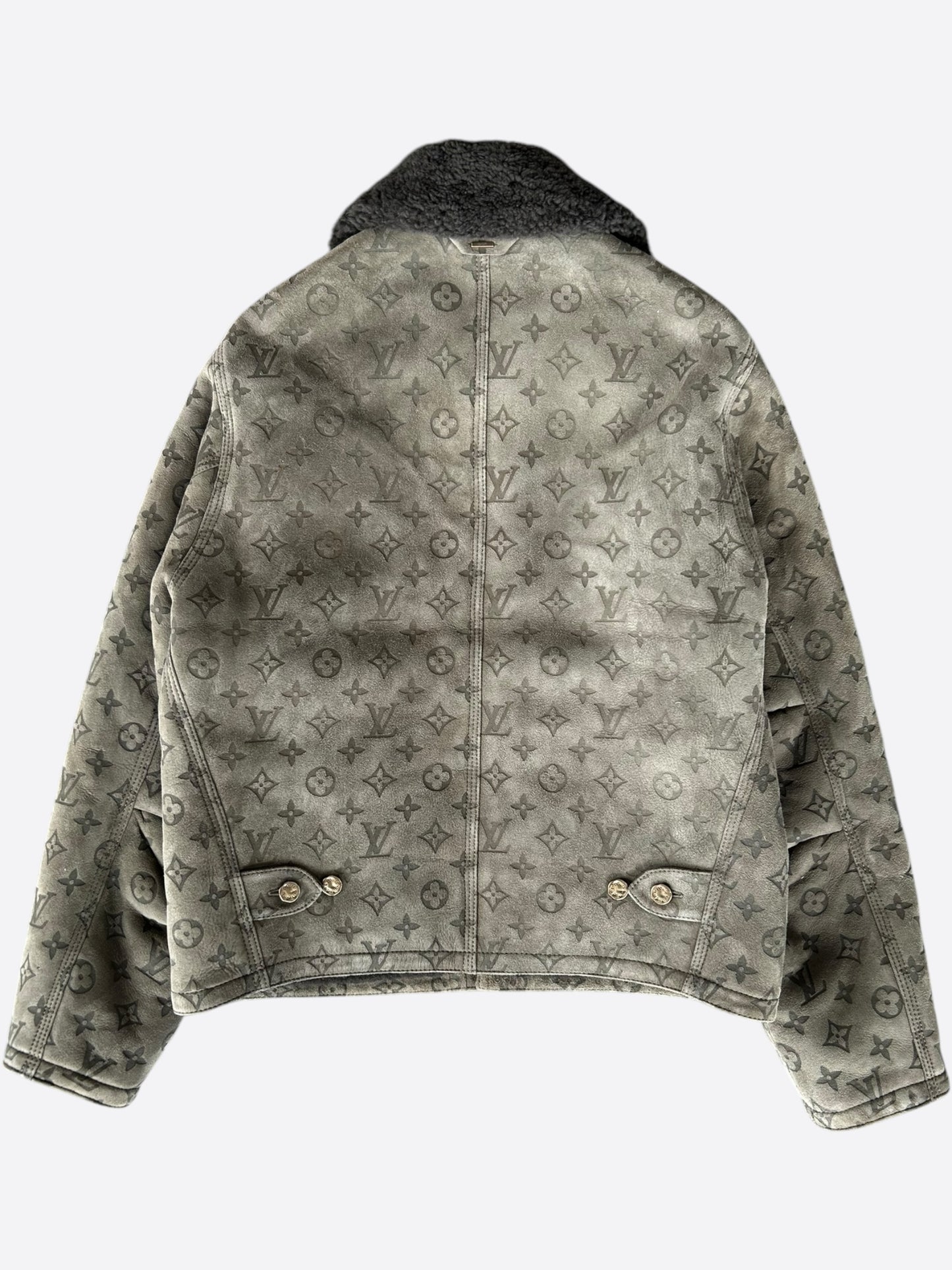 Louis Vuitton Olive Monogram Shearling Jacket