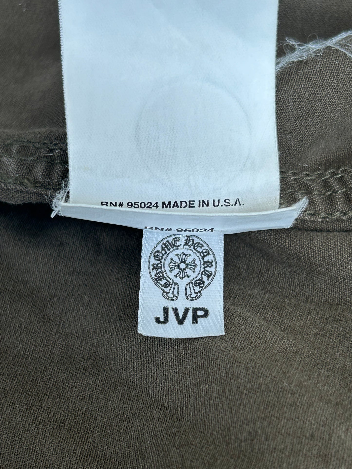 Chrome Hearts Olive & Black Leather Fleur Patch Button Up Shirt