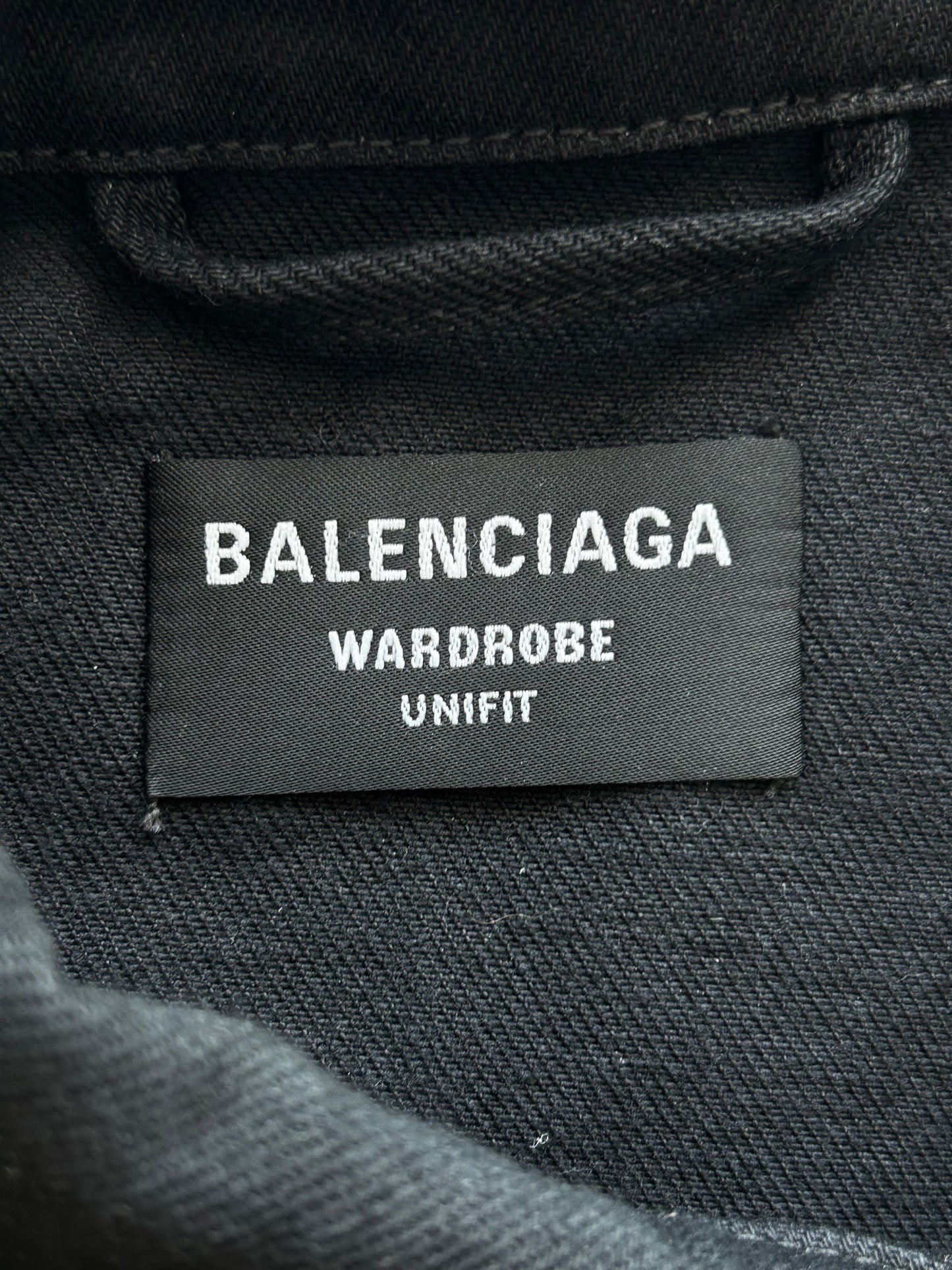 Balenciaga Black BB Logo Distressed Denim Jacket