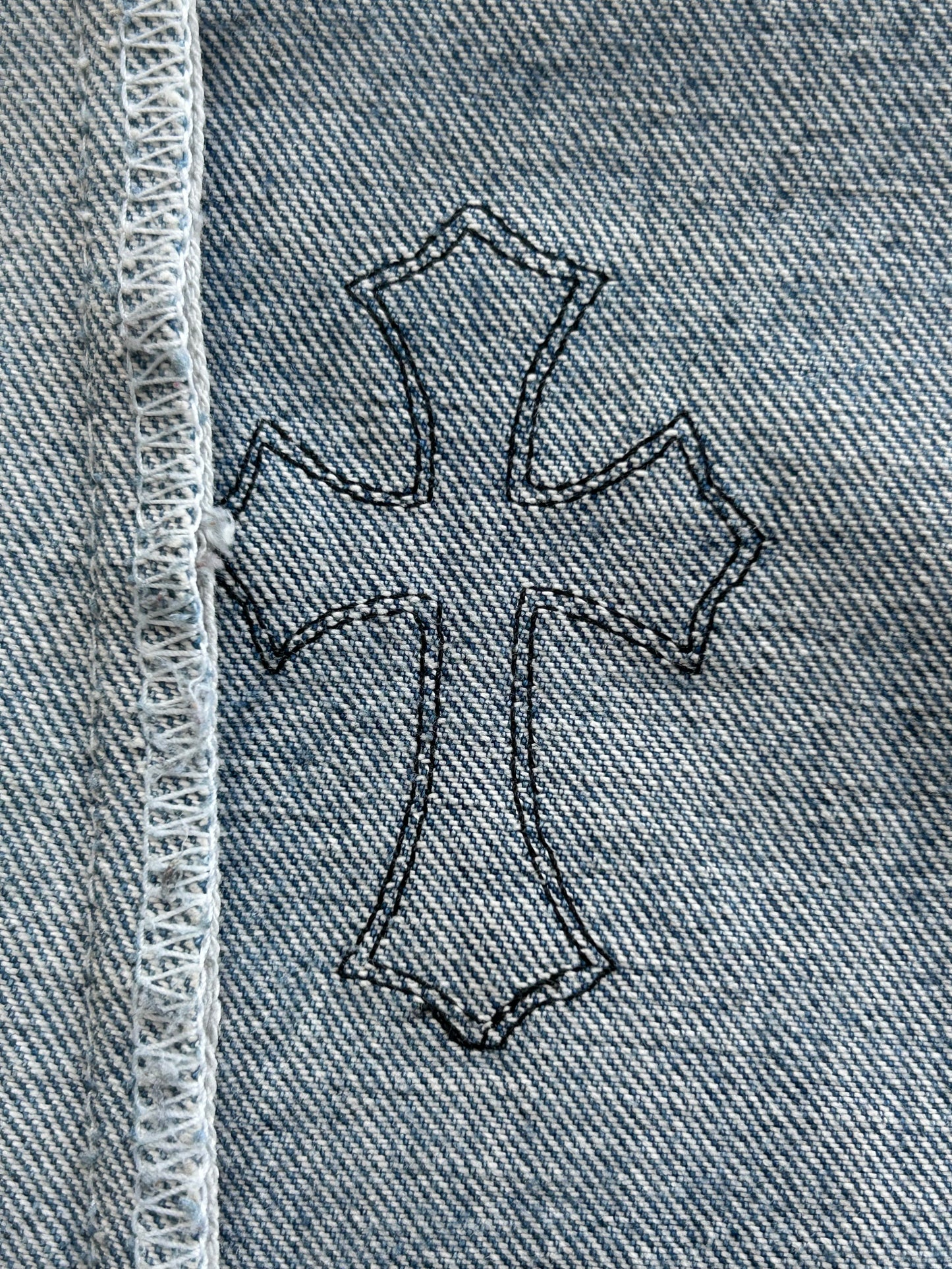 Chrome Hearts Levis Blue & Black Cross Patch Flared Jeans