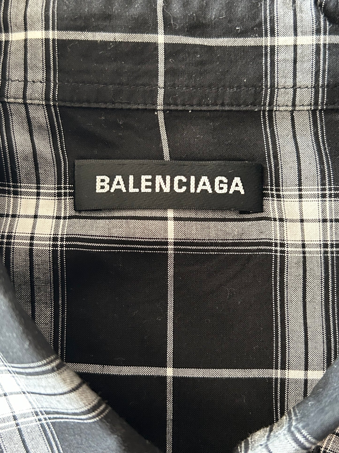 Balenciaga Black & White Plaid Button Up Shirt