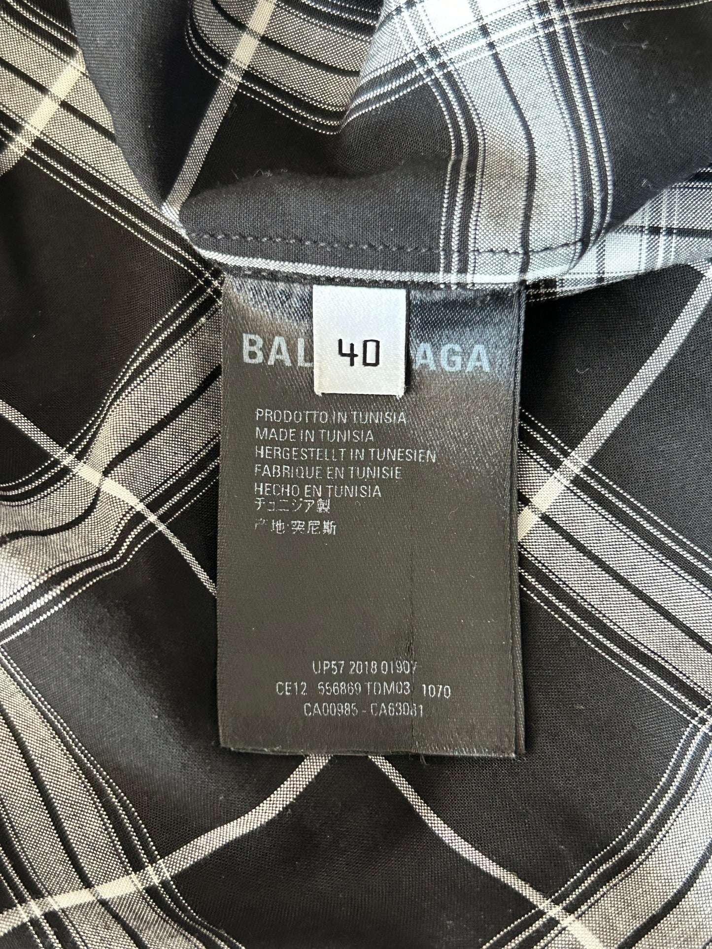 Balenciaga Black & White Plaid Button Up Shirt