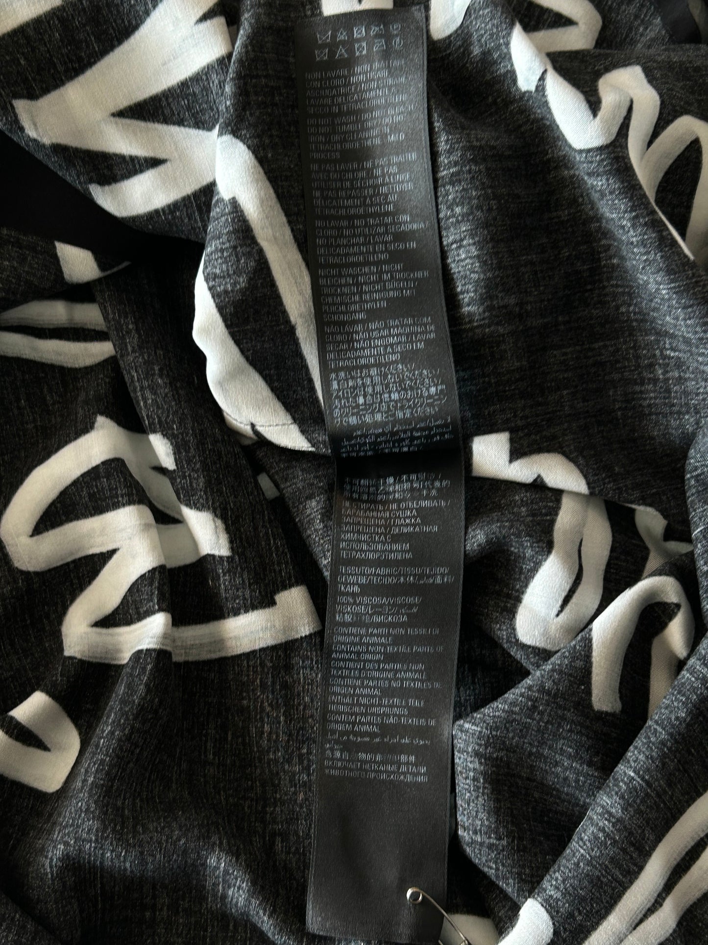 Balenciaga Black & White Script Button Up Shirt