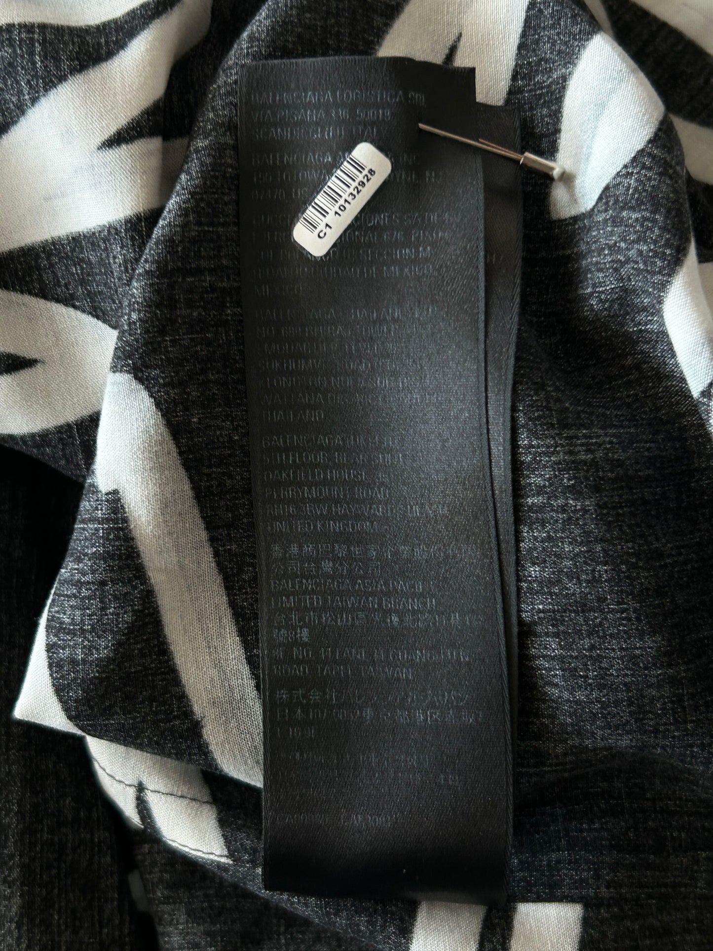 Balenciaga Black & White Script Button Up Shirt