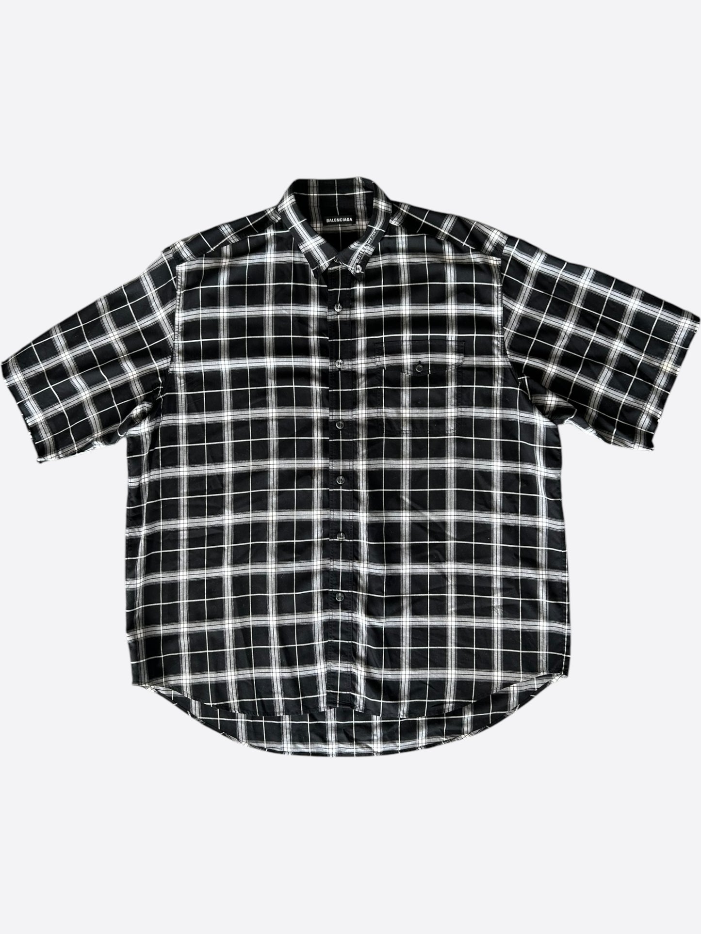 Balenciaga Black & White Plaid Button Up Shirt