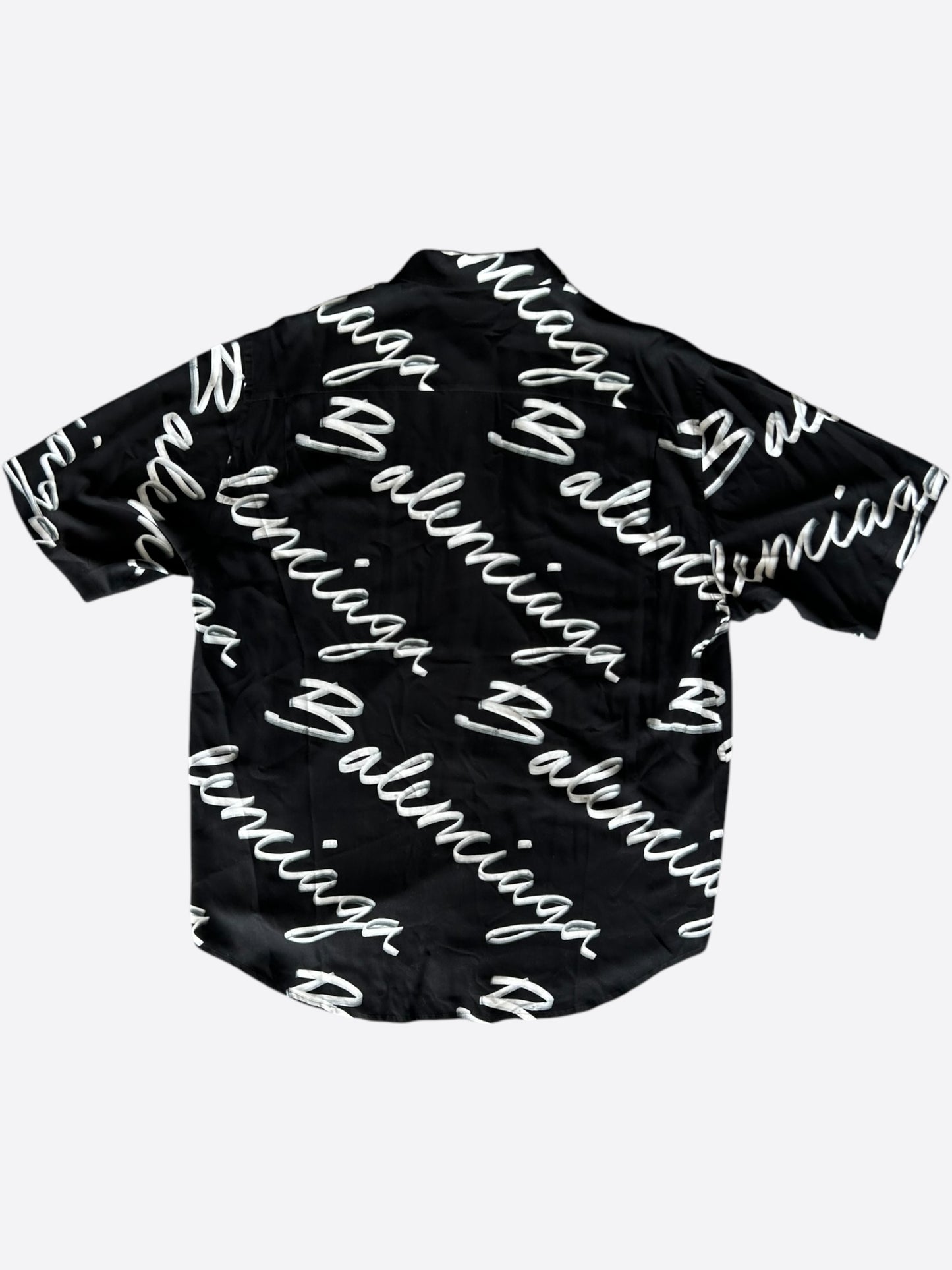 Balenciaga Black & White Script Button Up Shirt