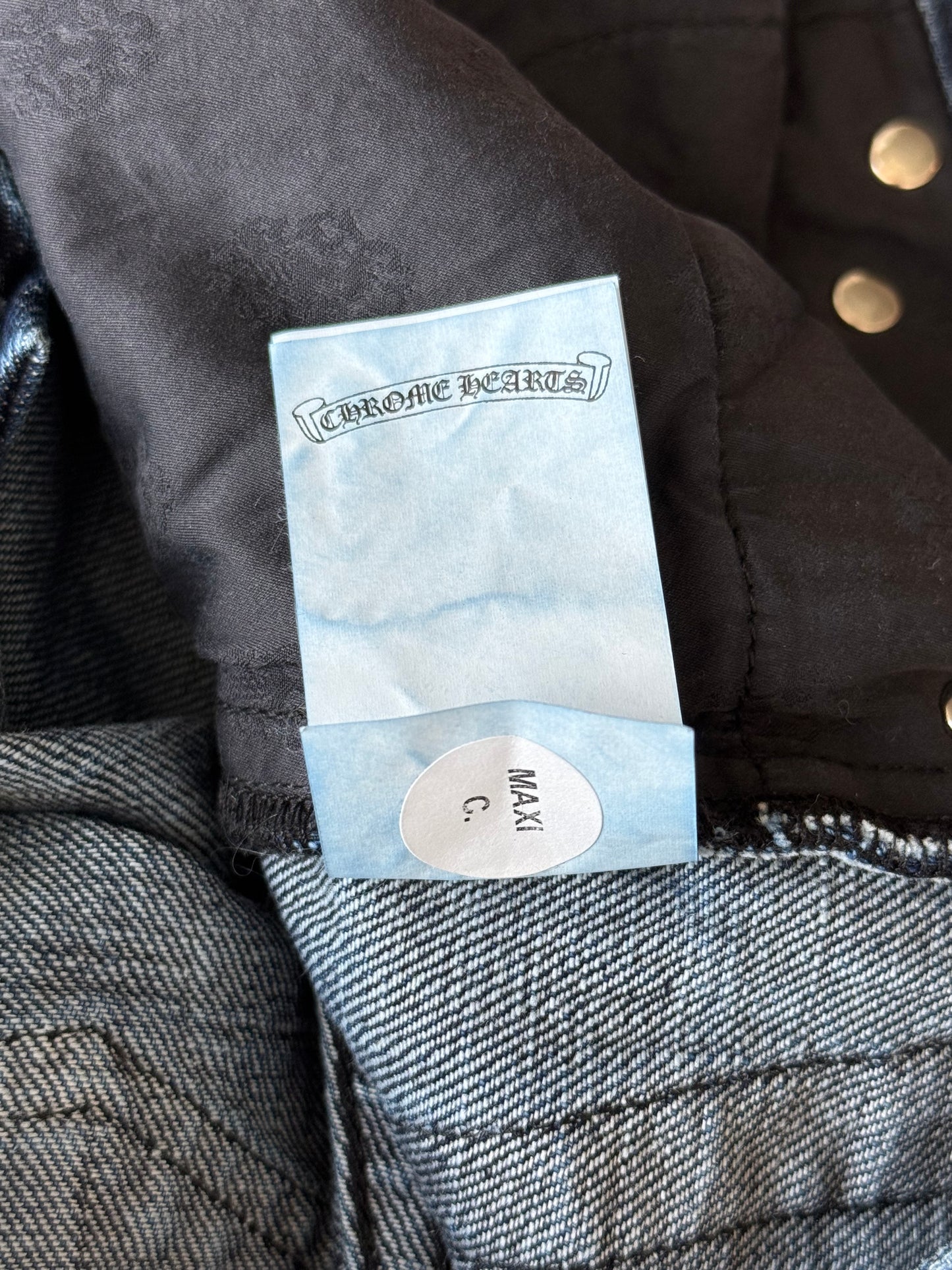 Chrome Hearts Blue & Black Cross Patch Denim Shorts