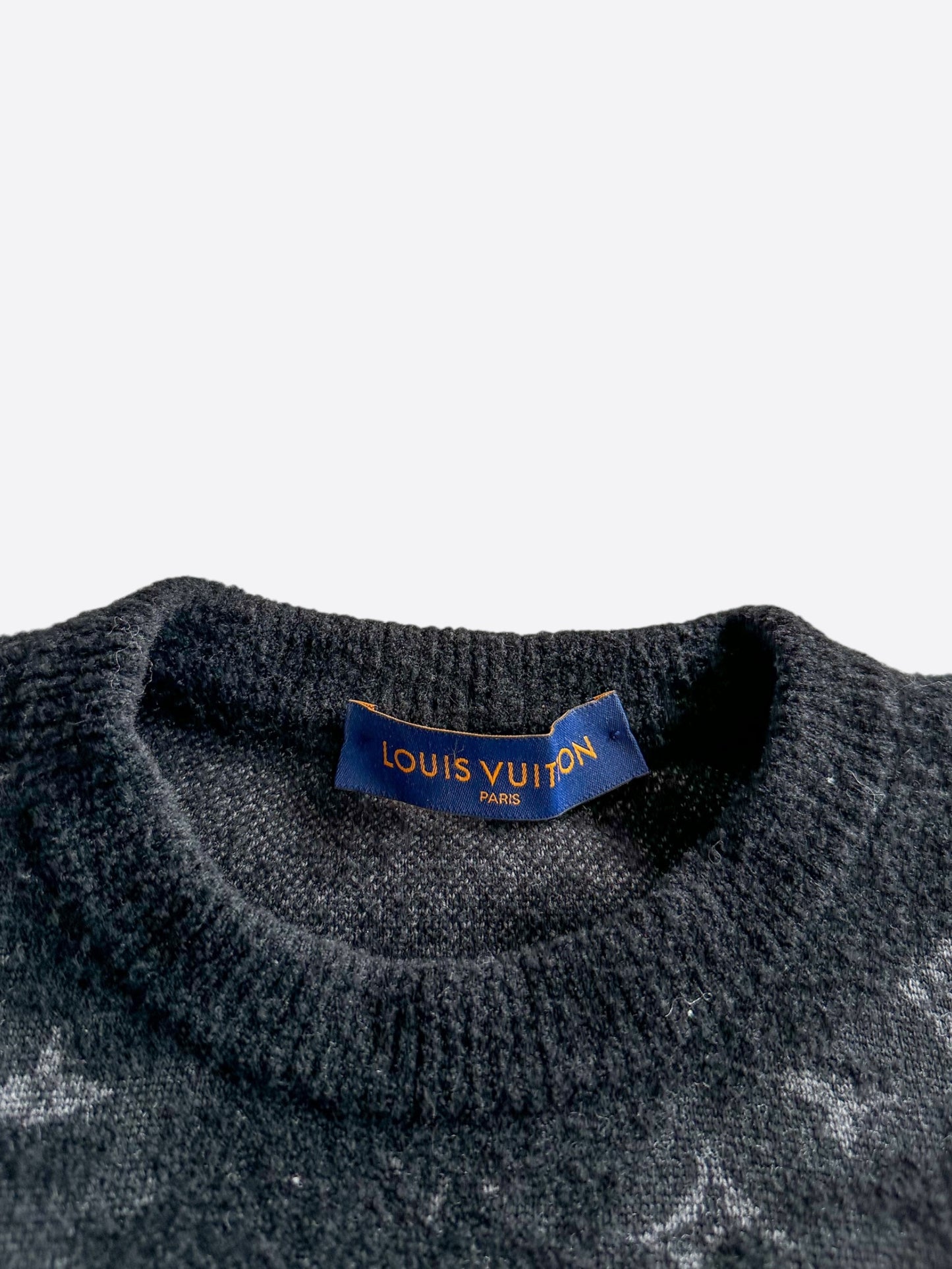 Louis Vuitton Black Distressed Monogram Sweater