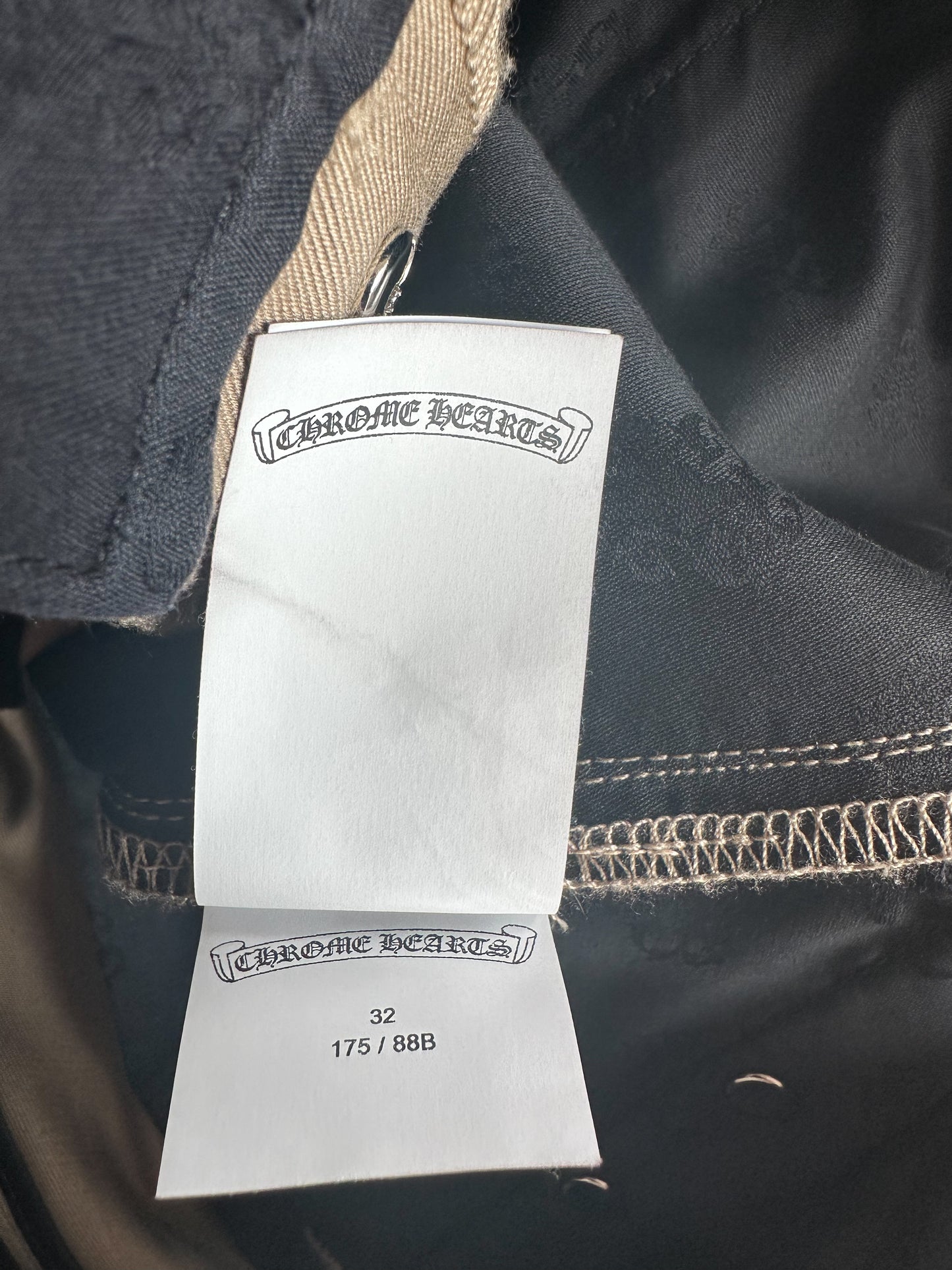 Chrome Hearts Tan Black & Checkered Cross Patch Chinos