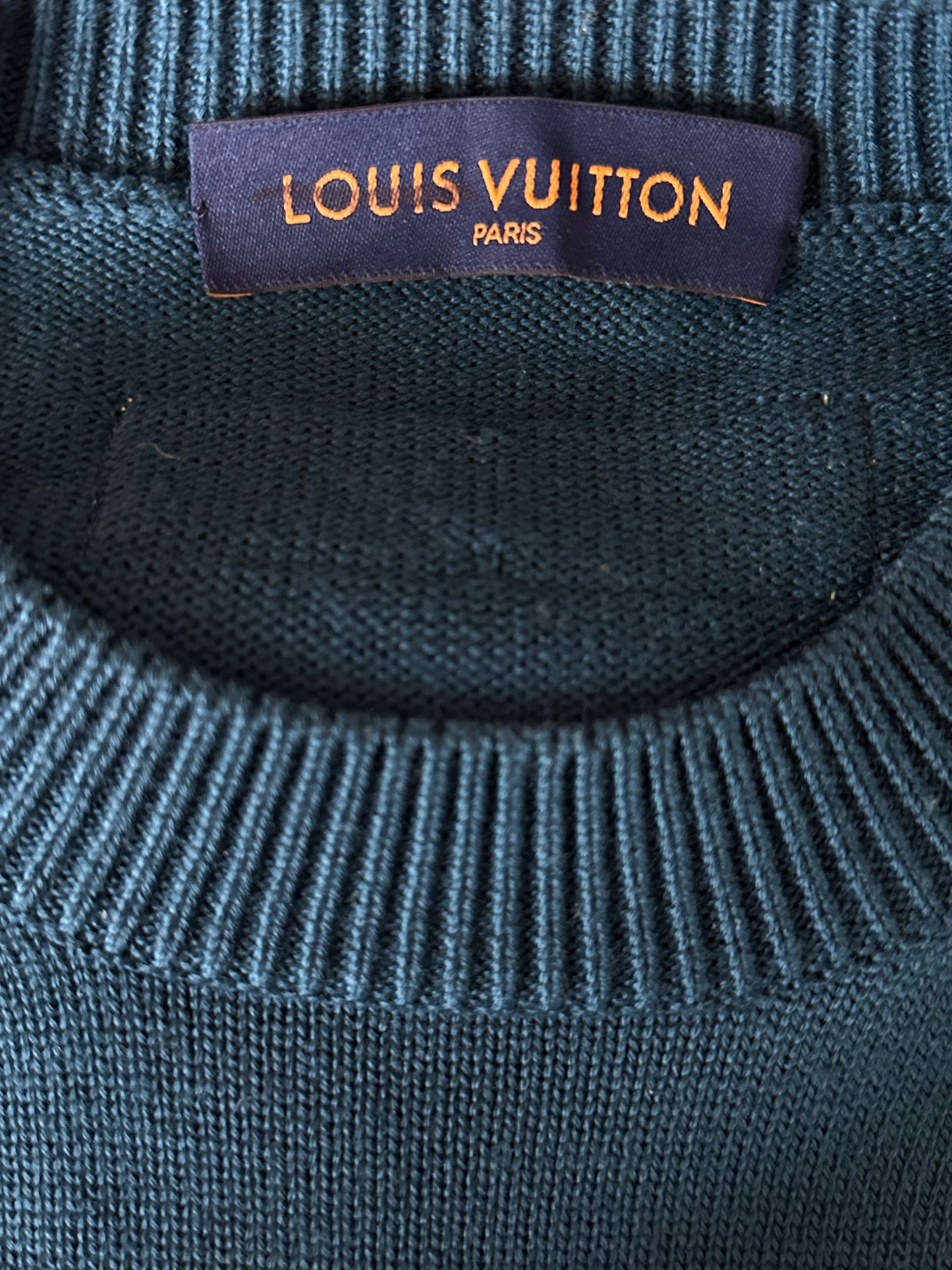 Louis Vuitton Blue & Yellow Logo Wool Sweater