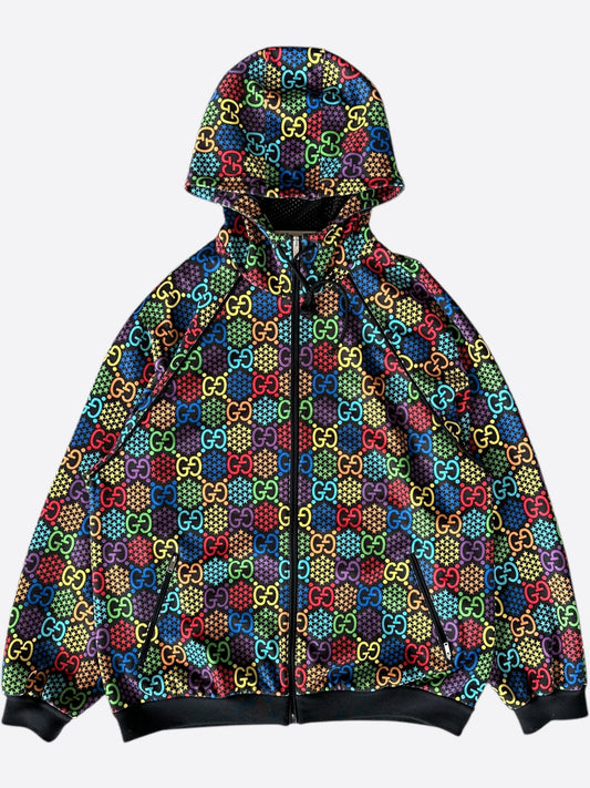 Gucci Black & Multicolor Psychedelic Monogram Windbreaker