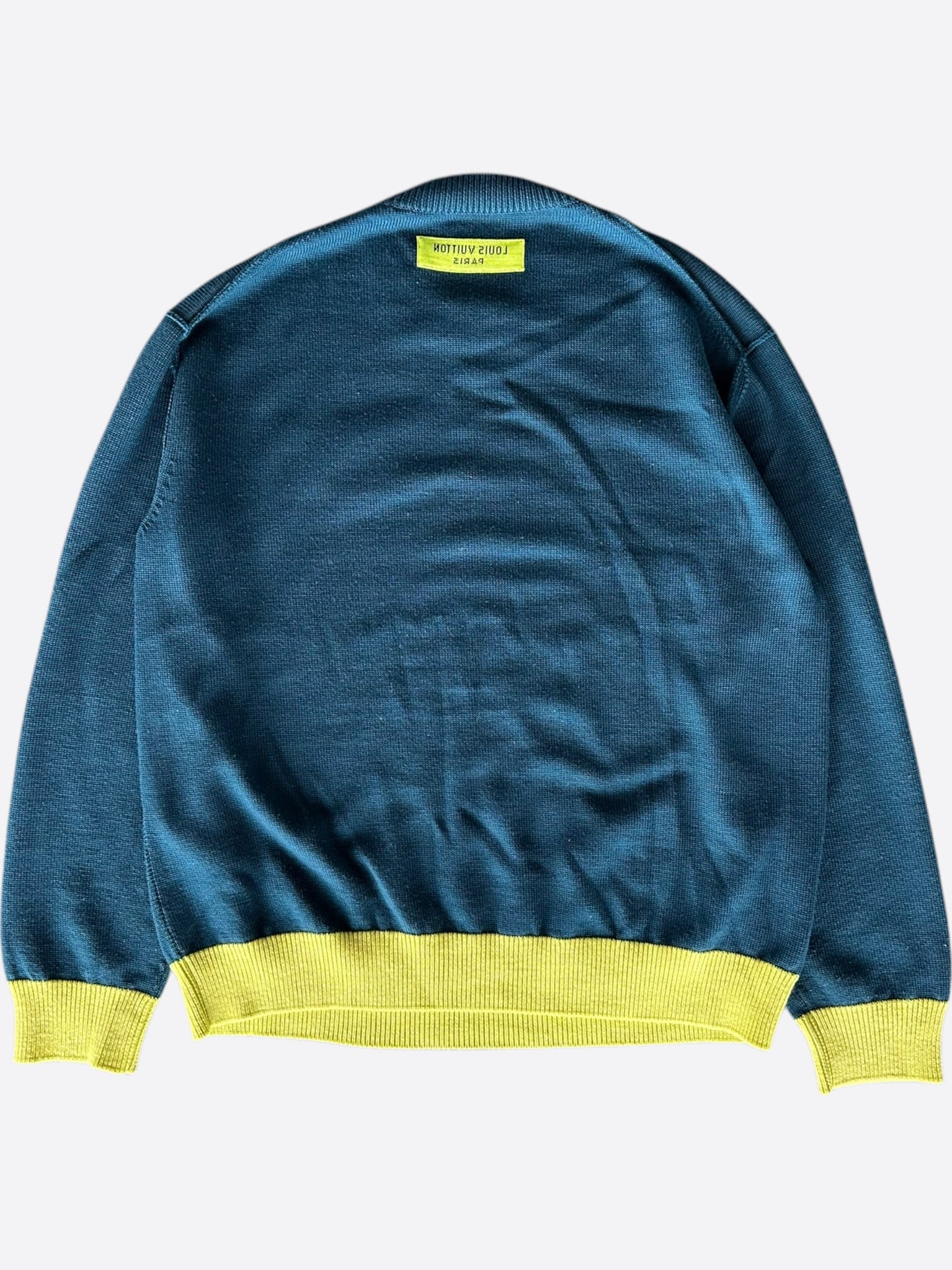 Louis Vuitton Blue & Yellow Logo Wool Sweater