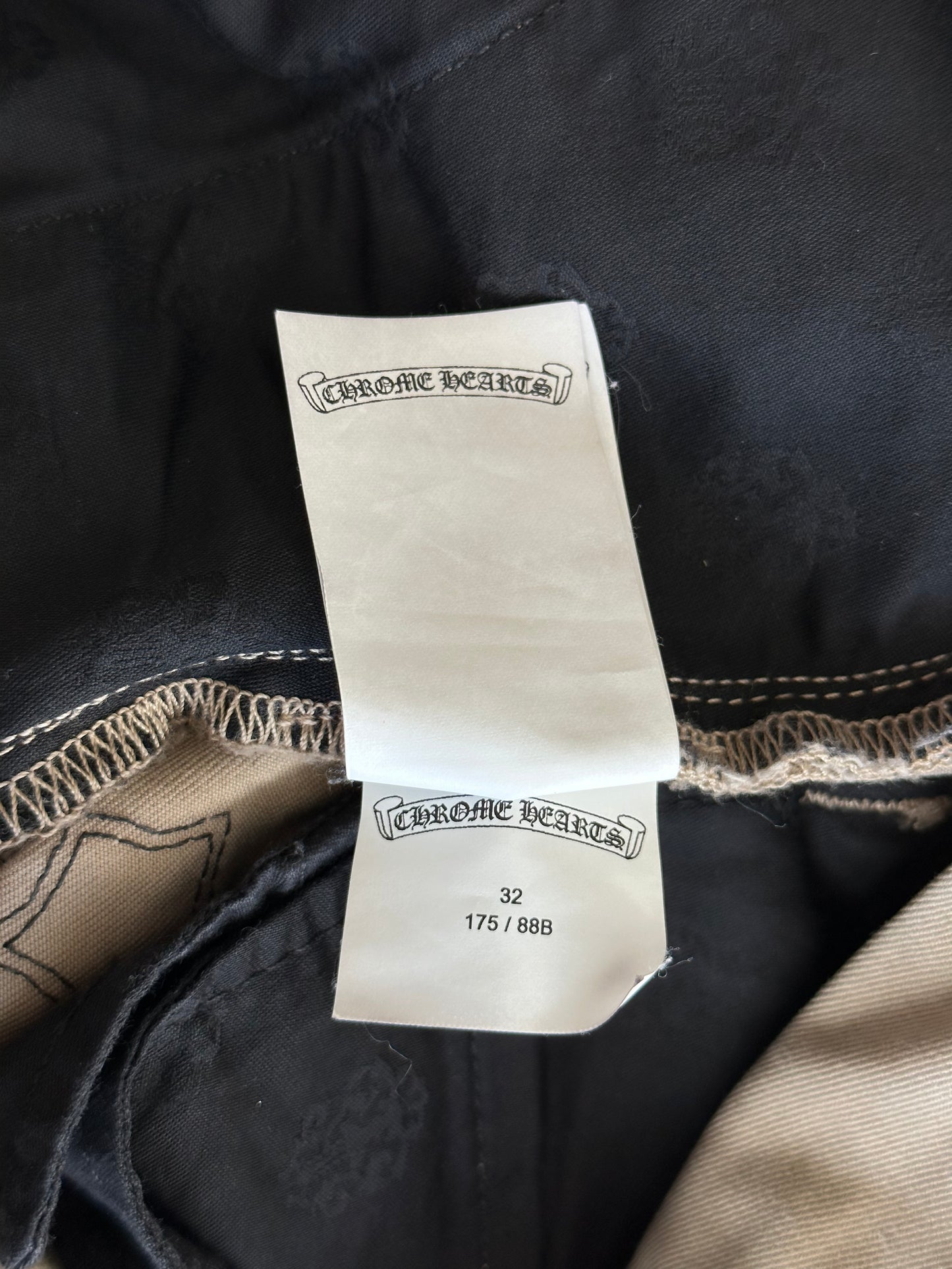 Chrome Hearts Tan Black & Checkered Cross Patch Chinos