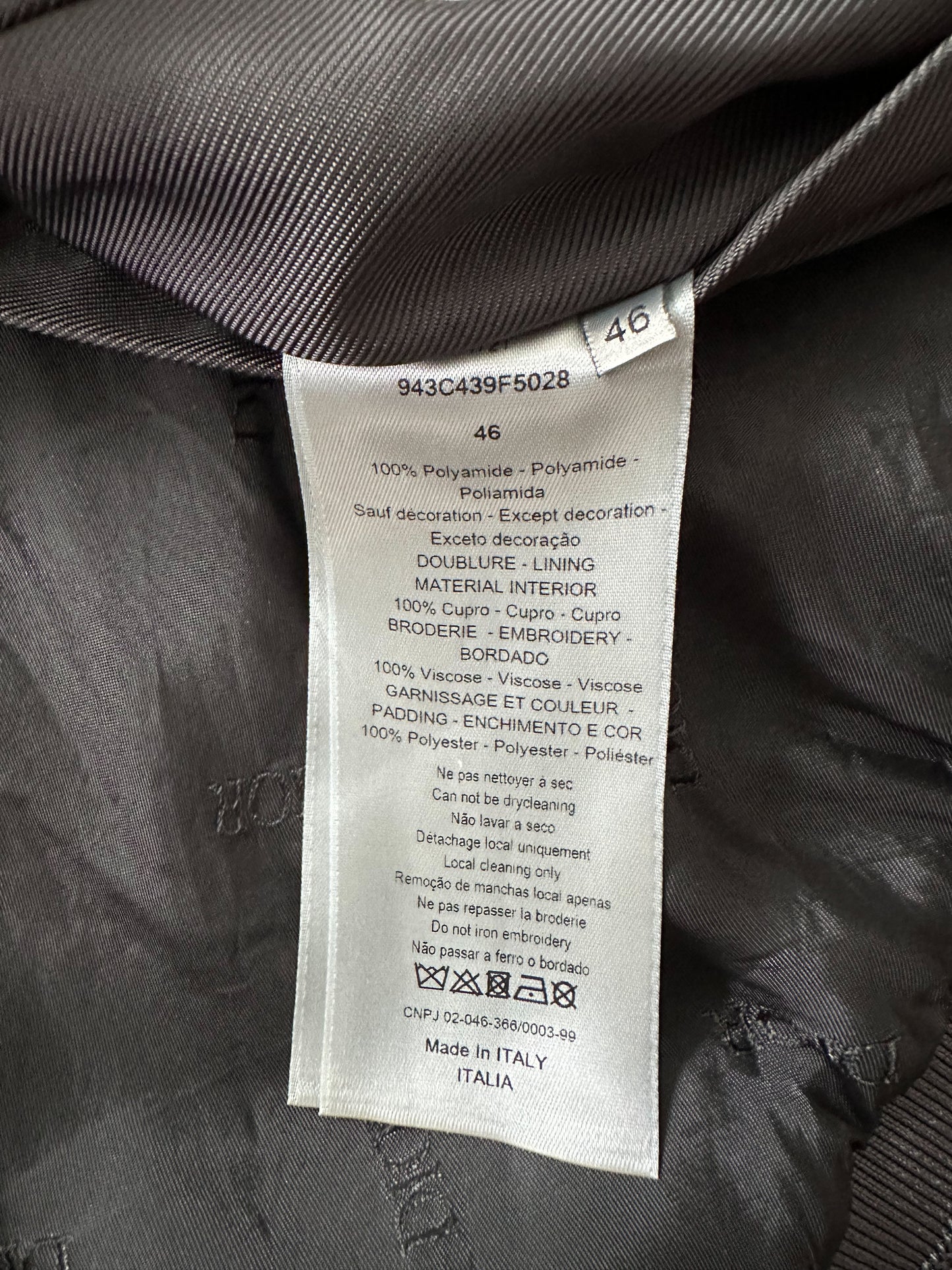 Dior Grey Floral Print Embroidered Bomber Jacket