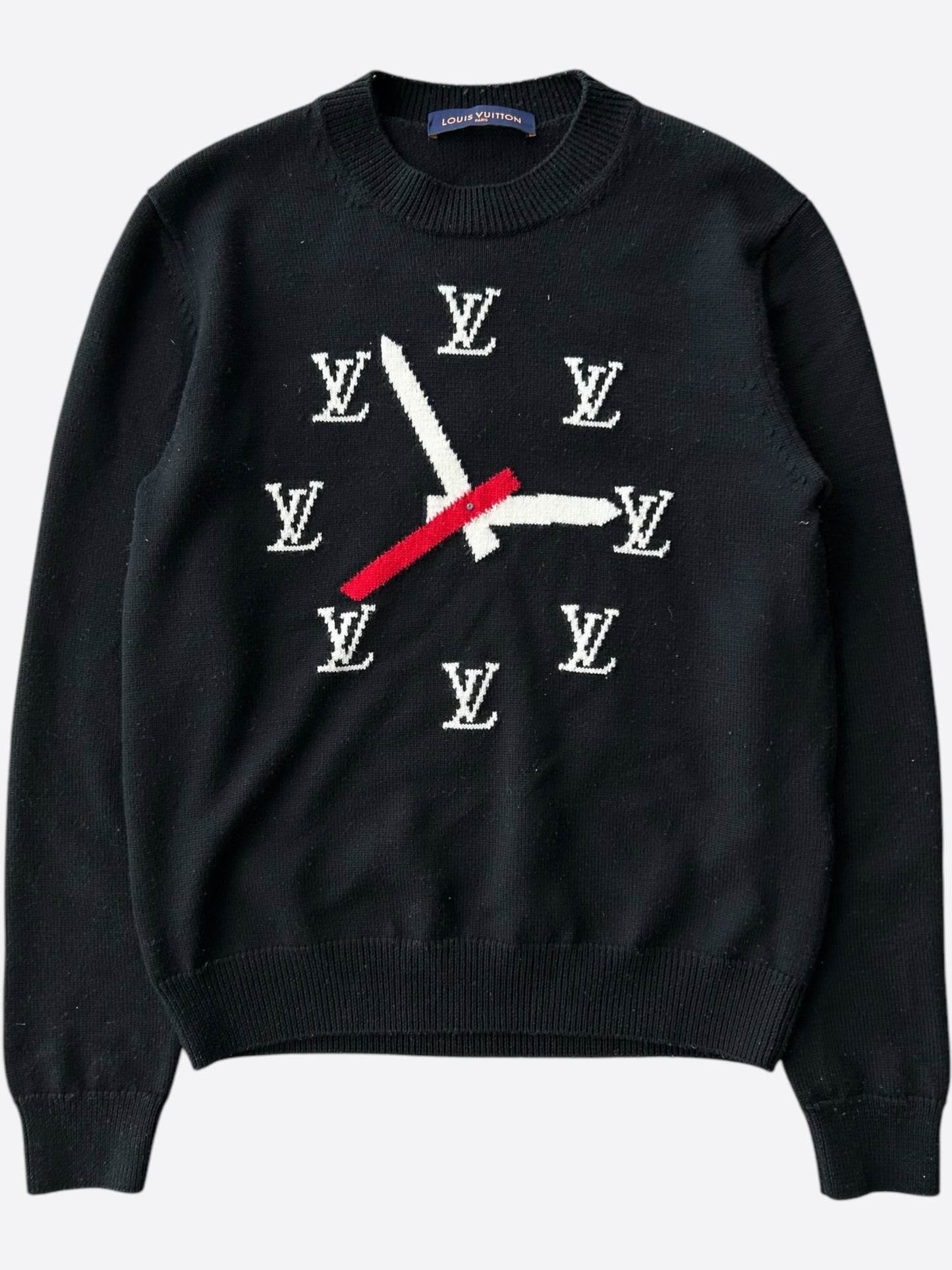 Louis Vuitton Black Monogram Clock Wool Sweater