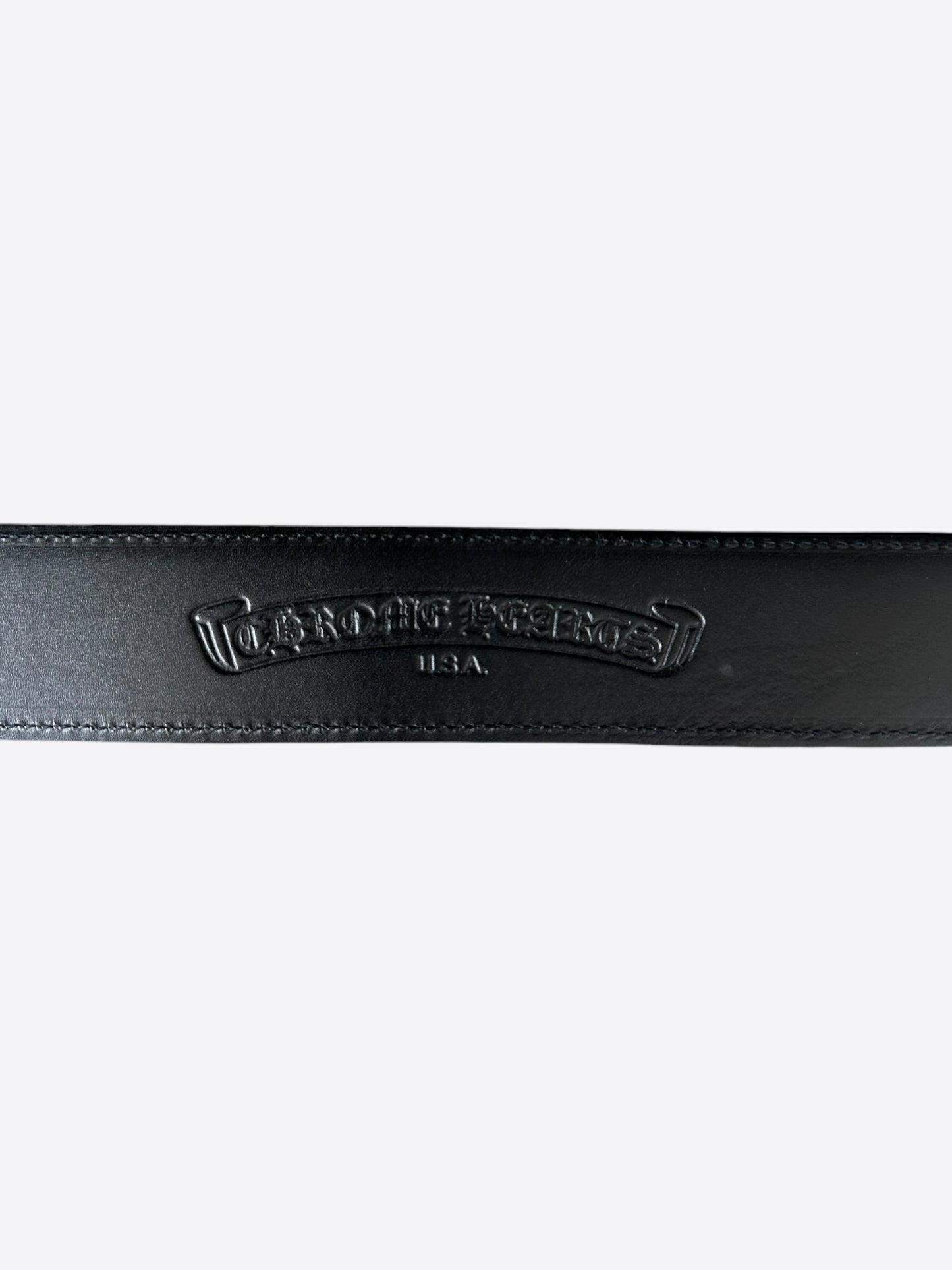 Chrome Hearts Black & Silver Square Buckle Belt