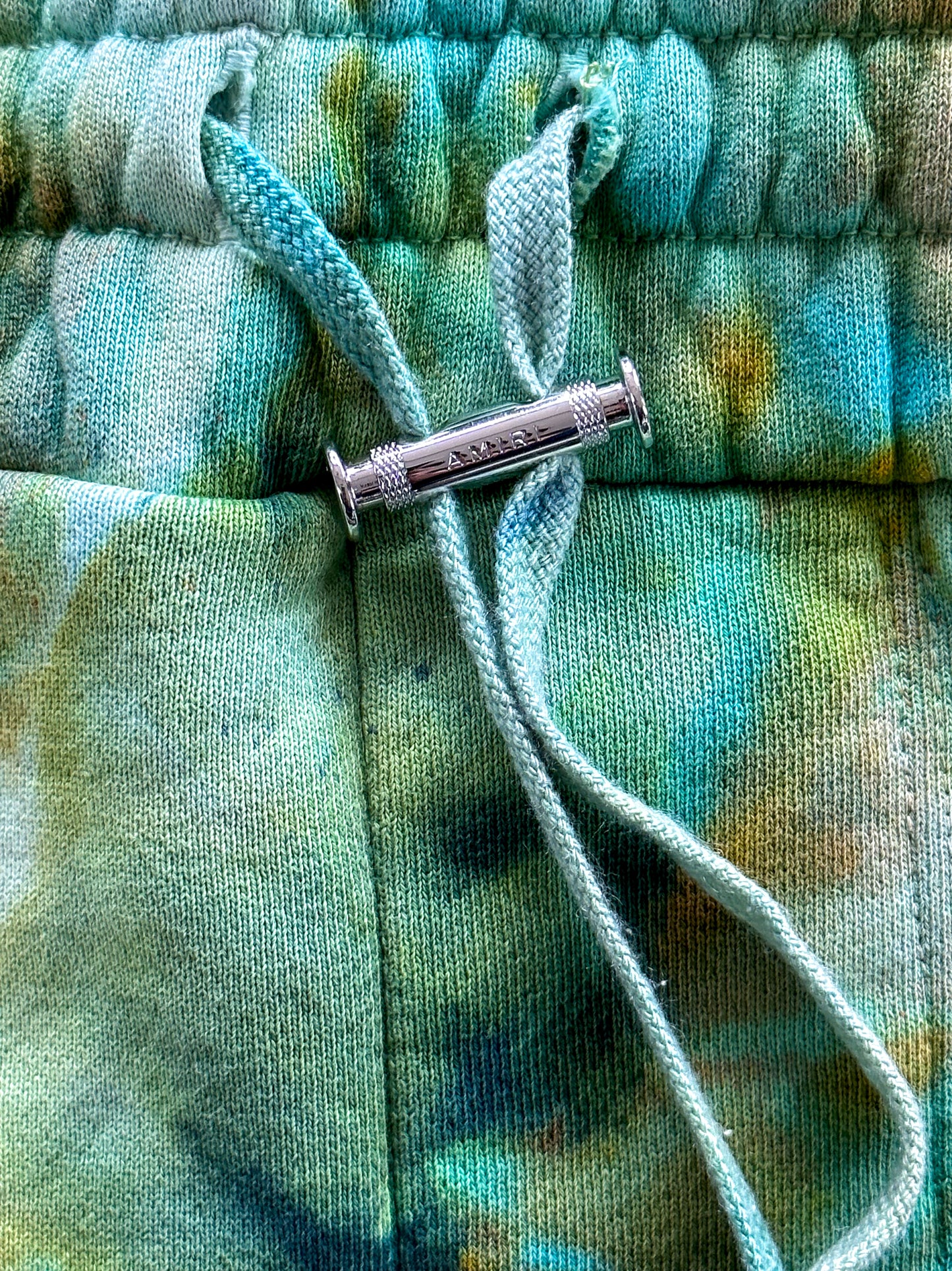 Amiri Green Tie-Dye Logo Sweatshorts