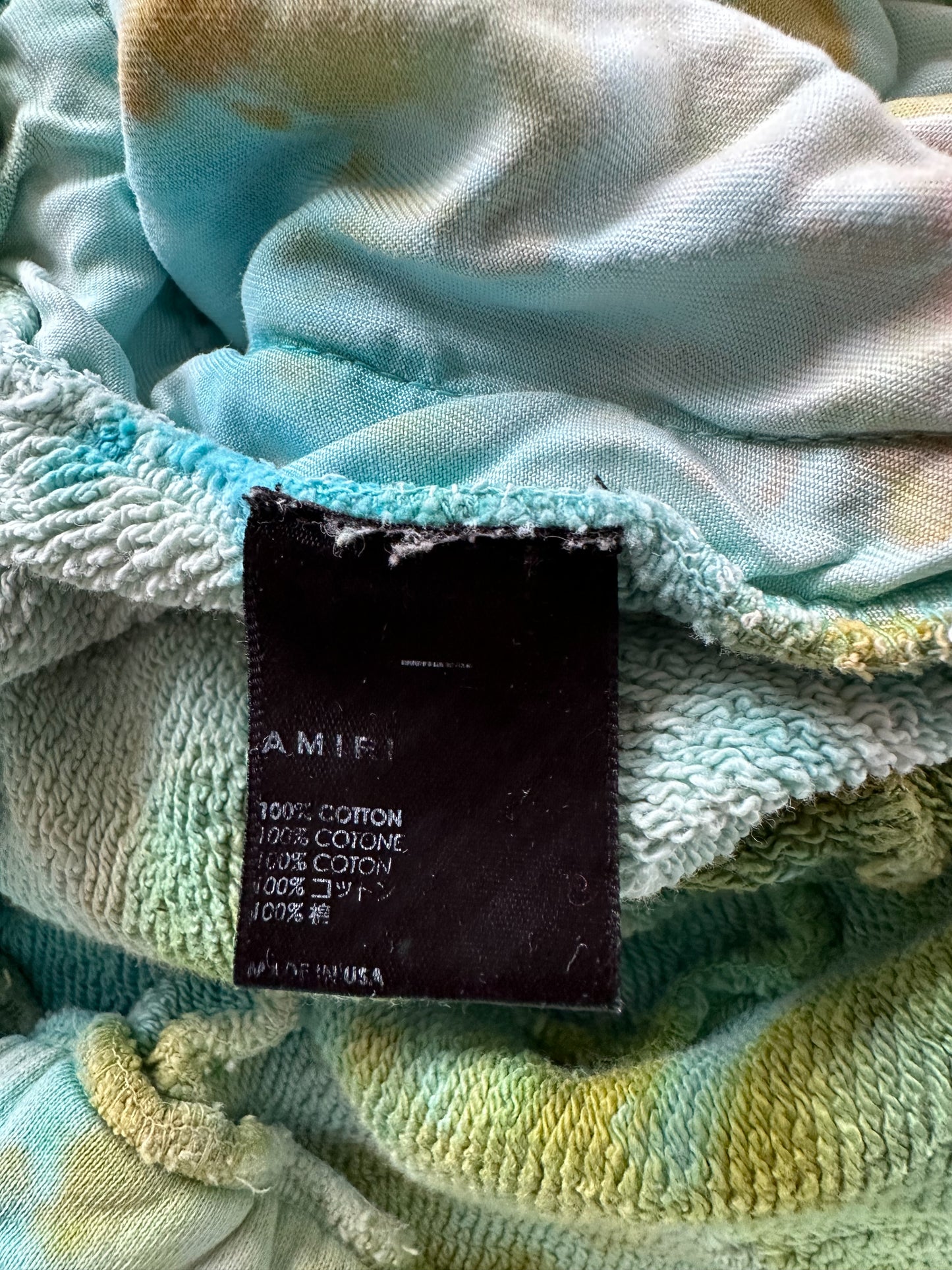 Amiri Green Tie-Dye Logo Sweatshorts