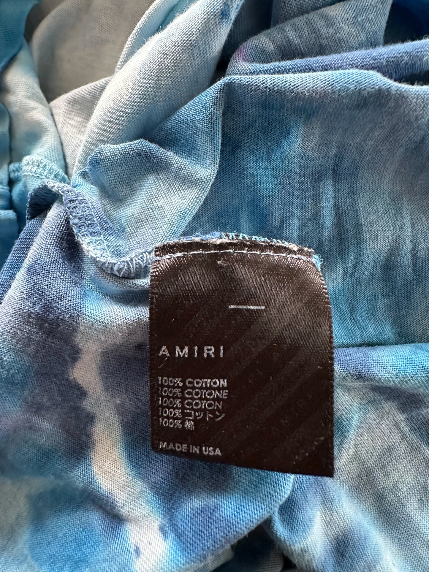 Amiri Blue Tie-Dye Logo T-Shirt