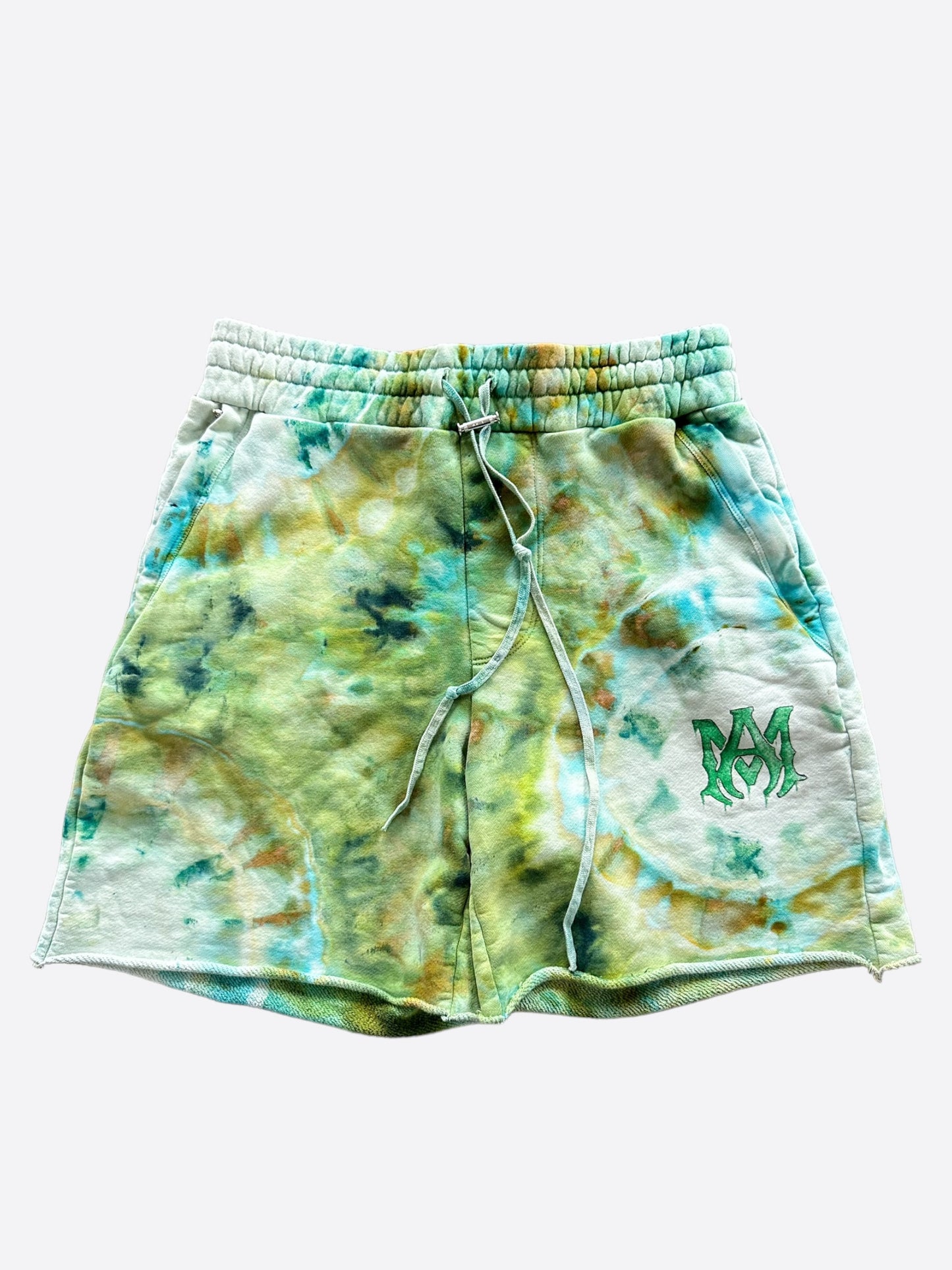 Amiri Green Tie-Dye Logo Sweatshorts