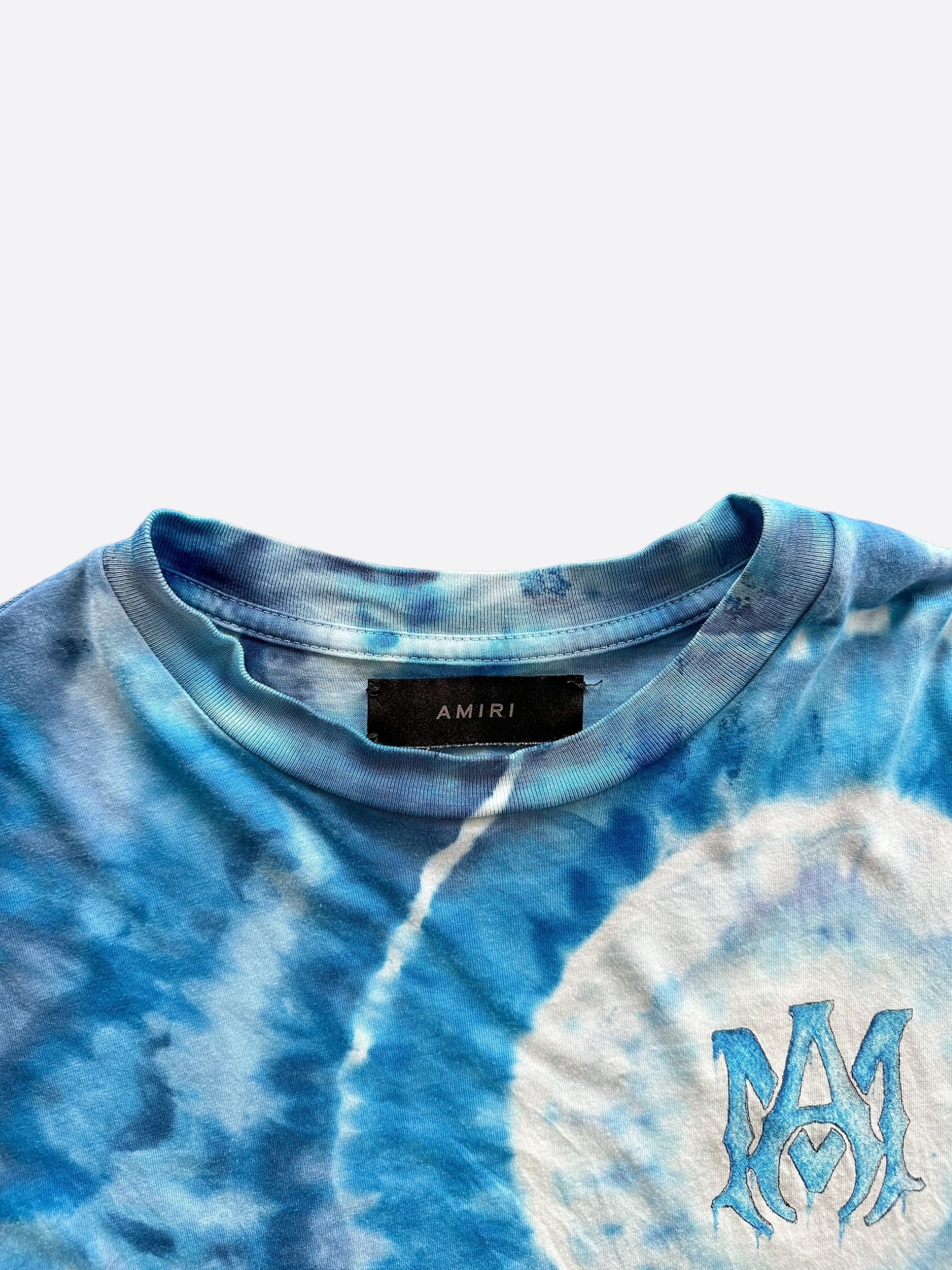Amiri Blue Tie-Dye Logo T-Shirt