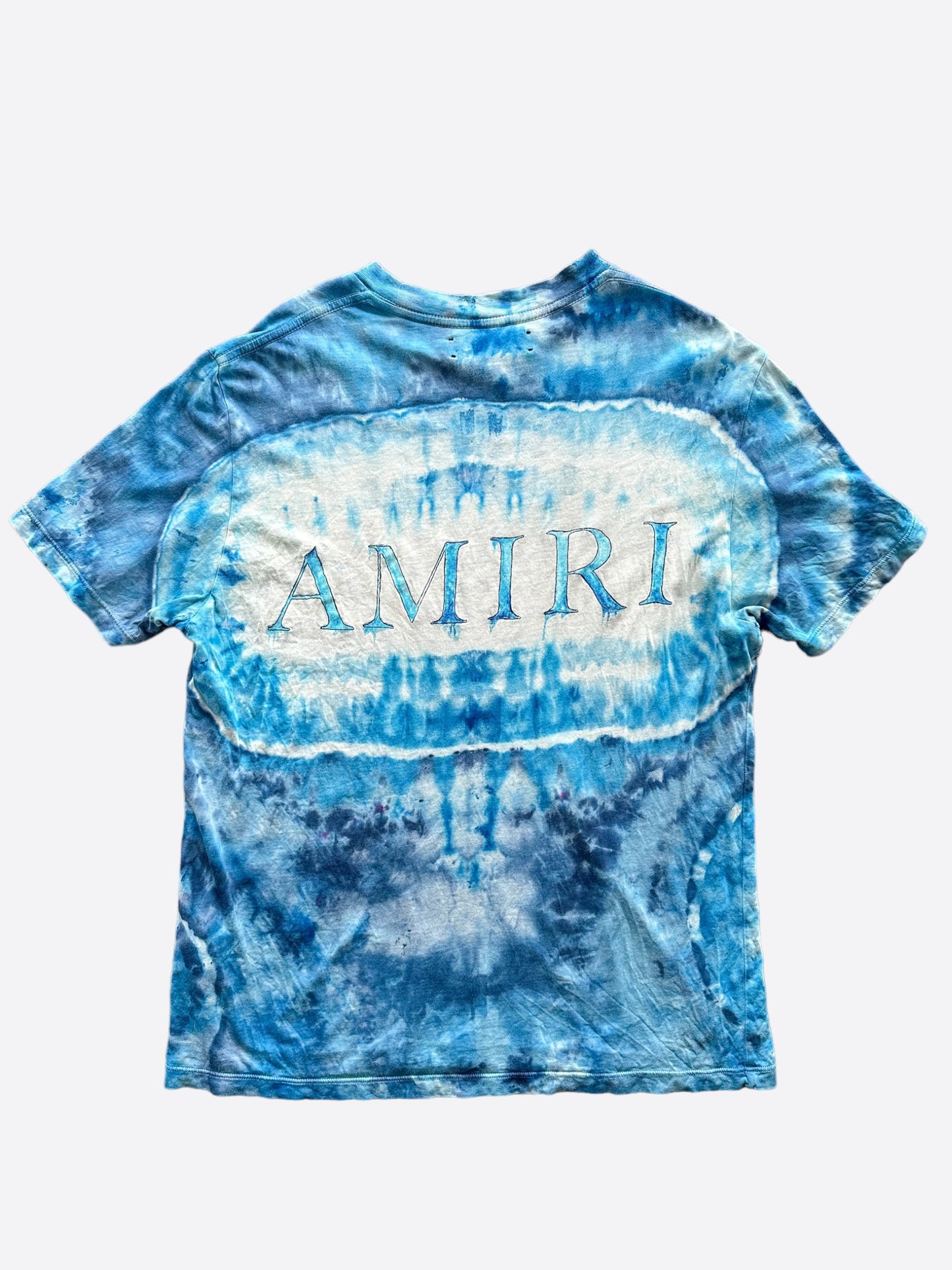 Amiri Blue Tie-Dye Logo T-Shirt