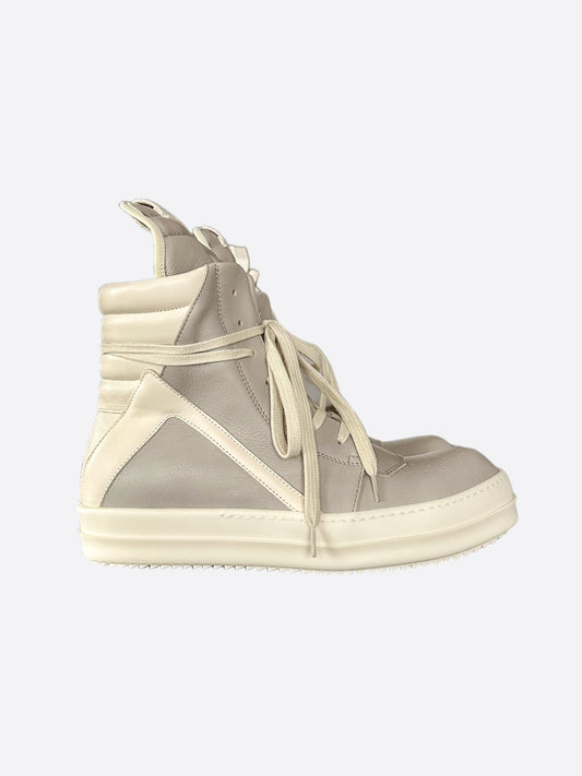 Rick Owens Grey & White Suede Geobaskets
