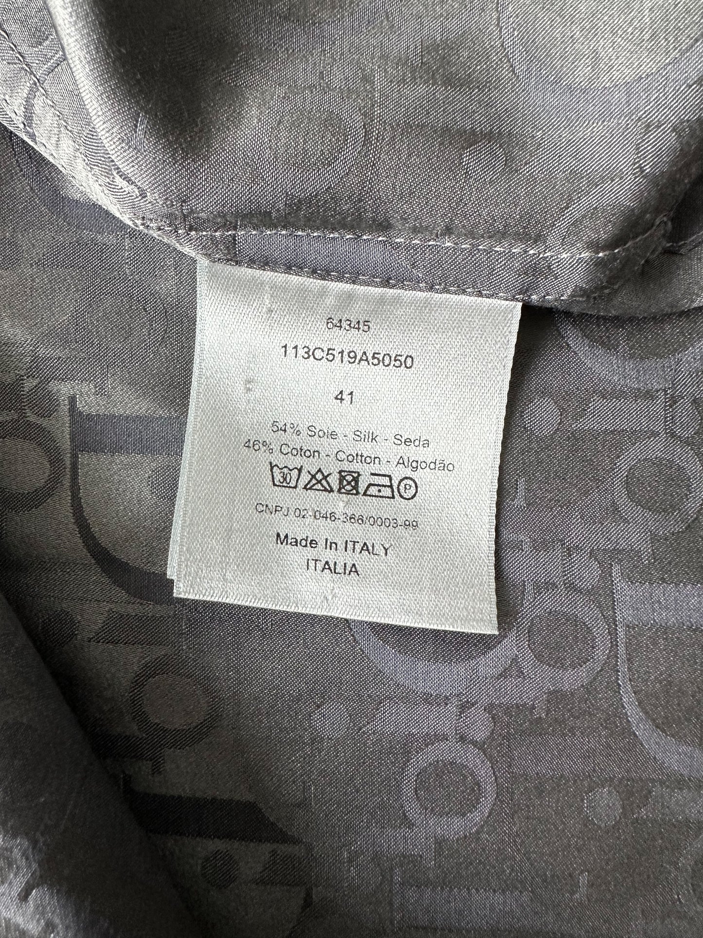 Dior Silver Oblique Silk Button Up Shirt