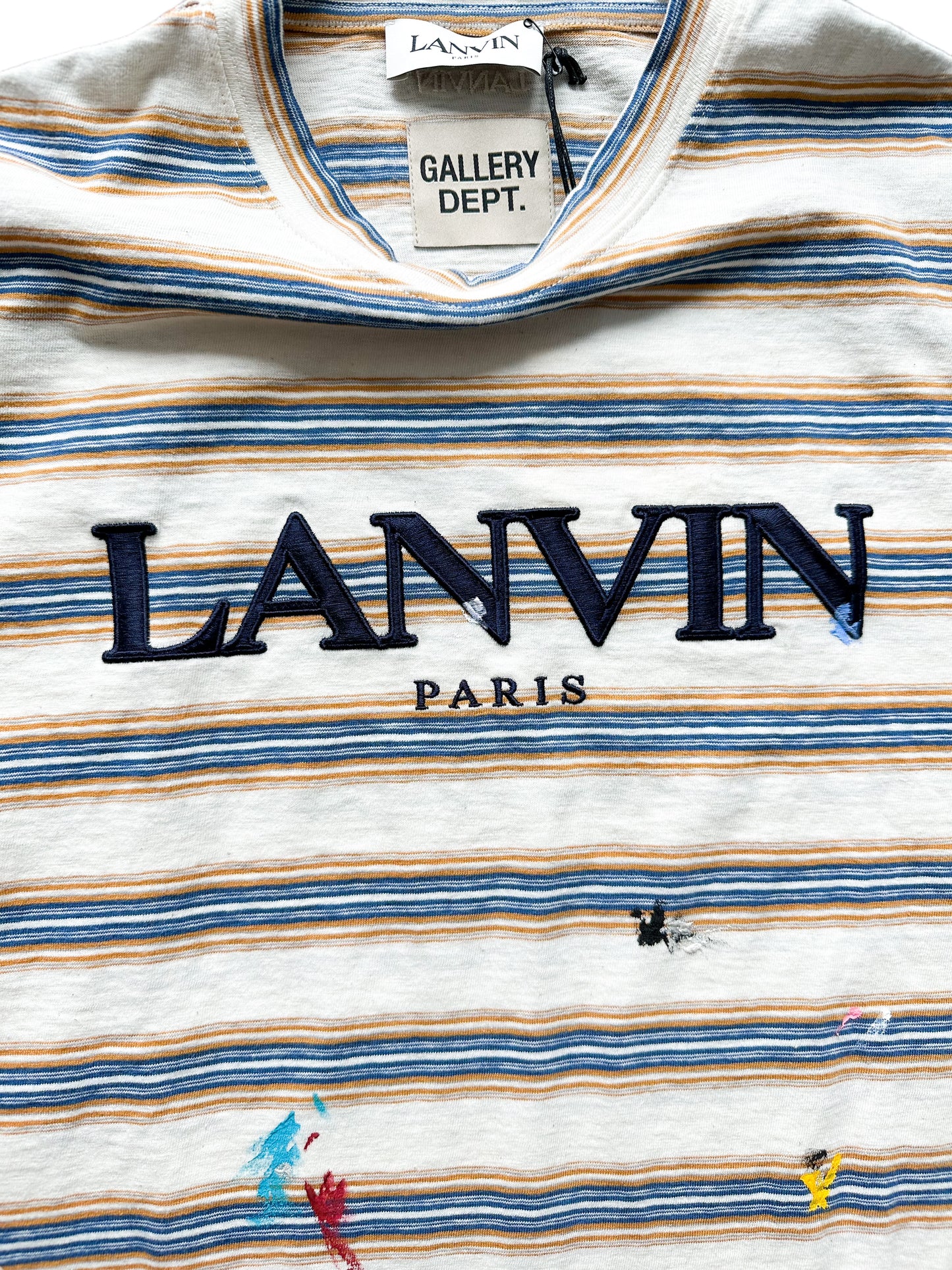 Gallery Dept Lanvin Striped Paint Splatter Logo T-Shirt